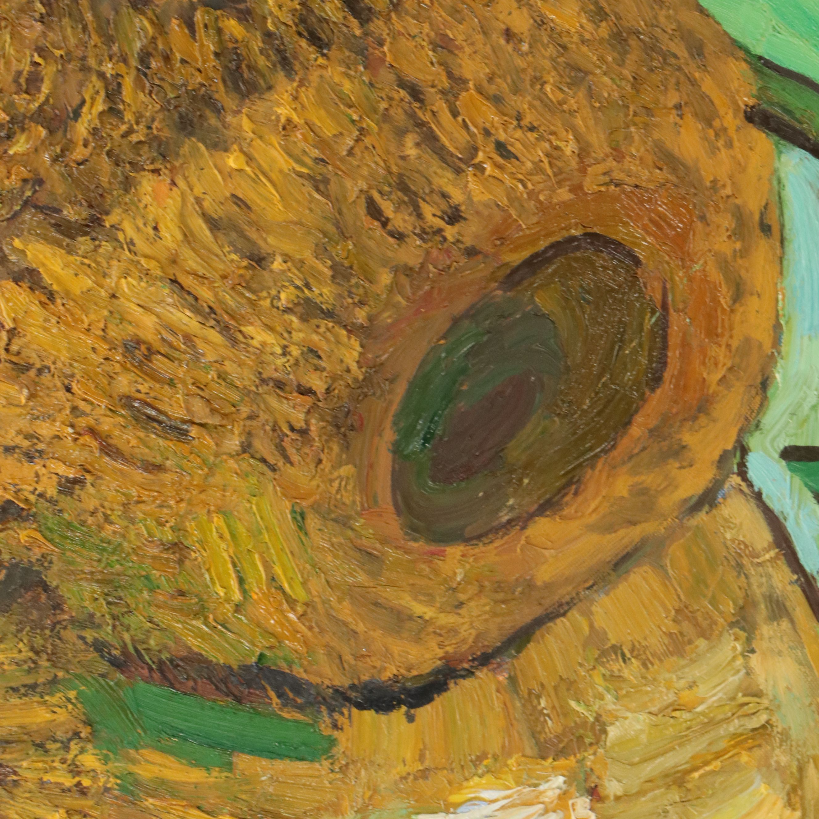 Oil Master Copy of Vincent Van Gogh's "Sunflowers," 21st Century