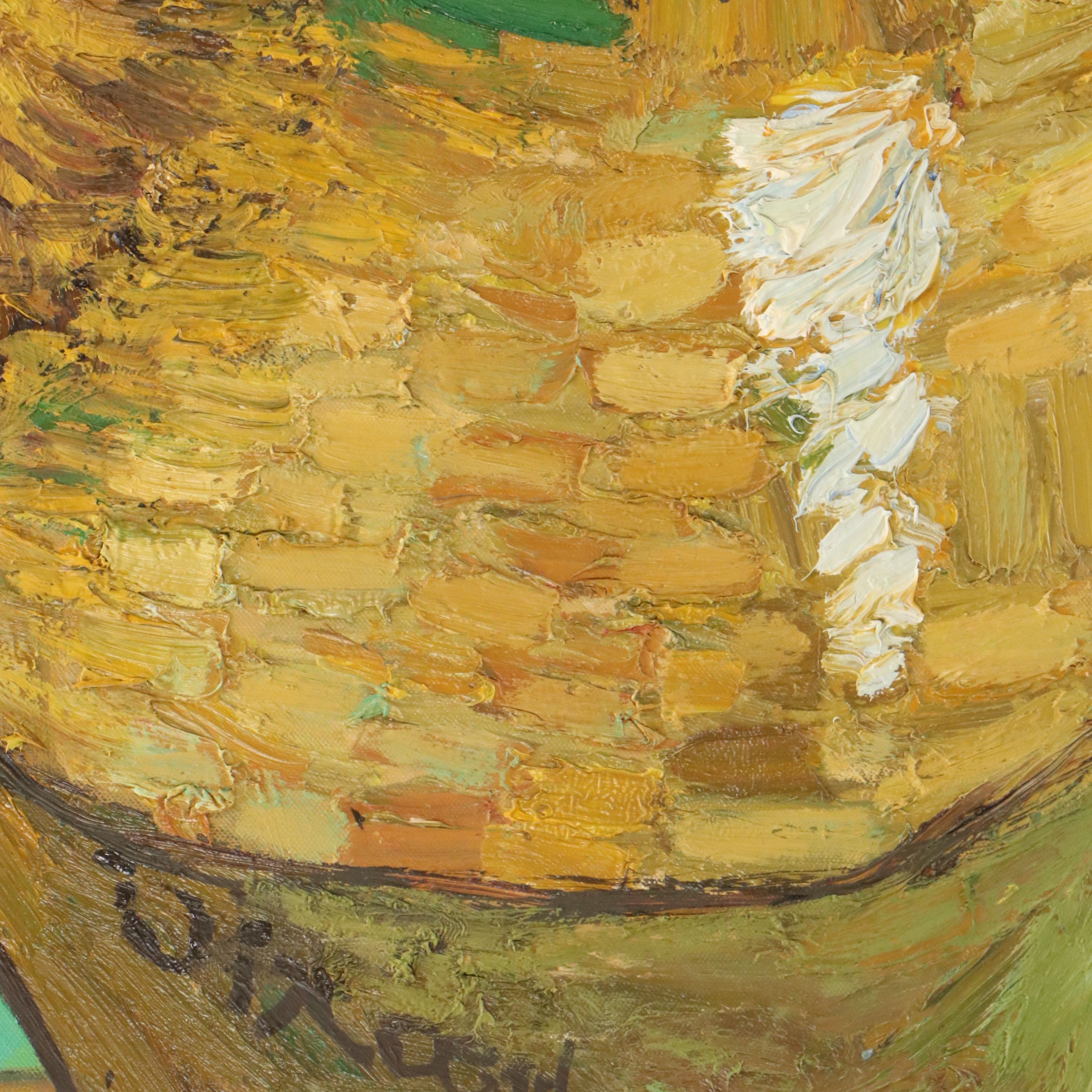 Oil Master Copy of Vincent Van Gogh's "Sunflowers," 21st Century