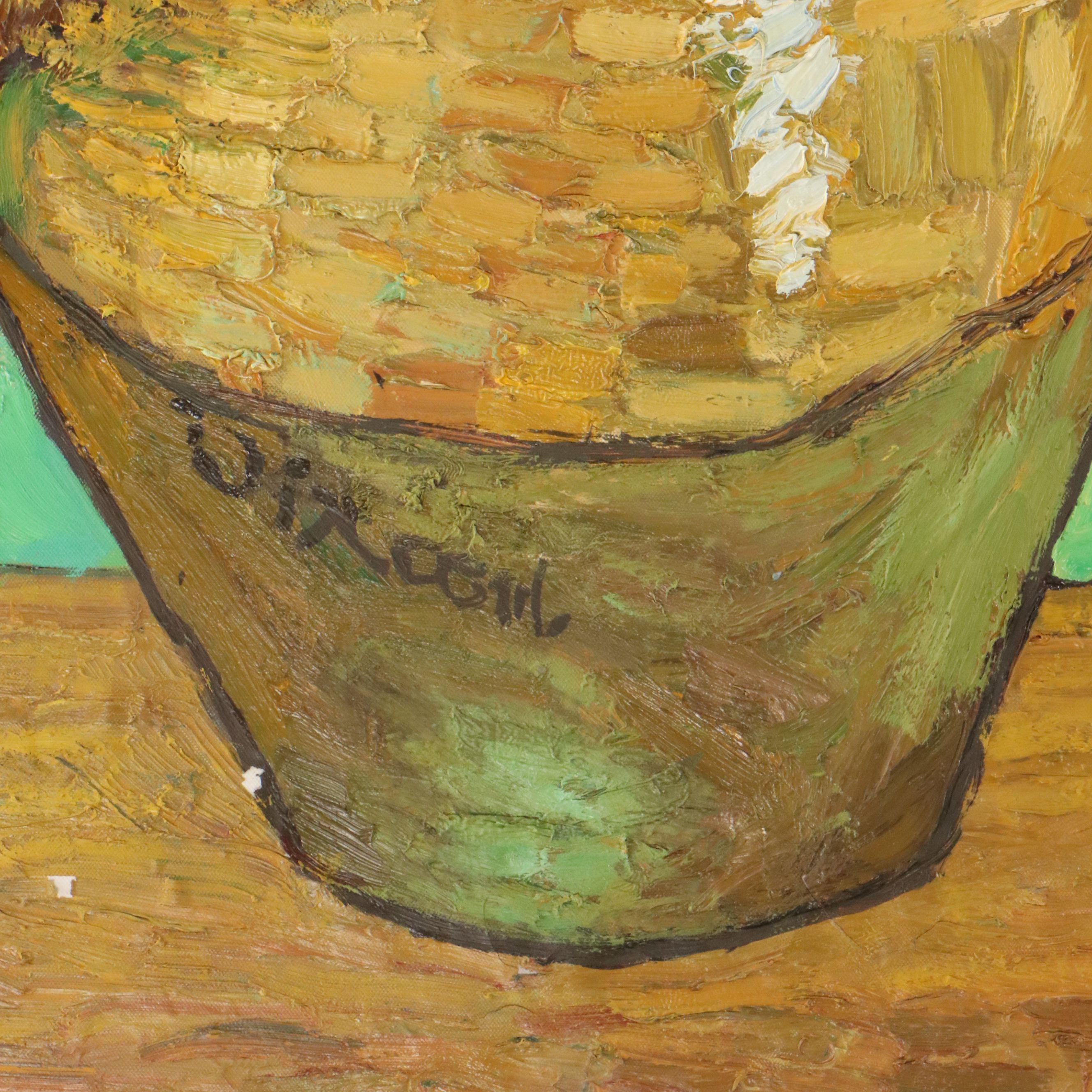 Oil Master Copy of Vincent Van Gogh's "Sunflowers," 21st Century