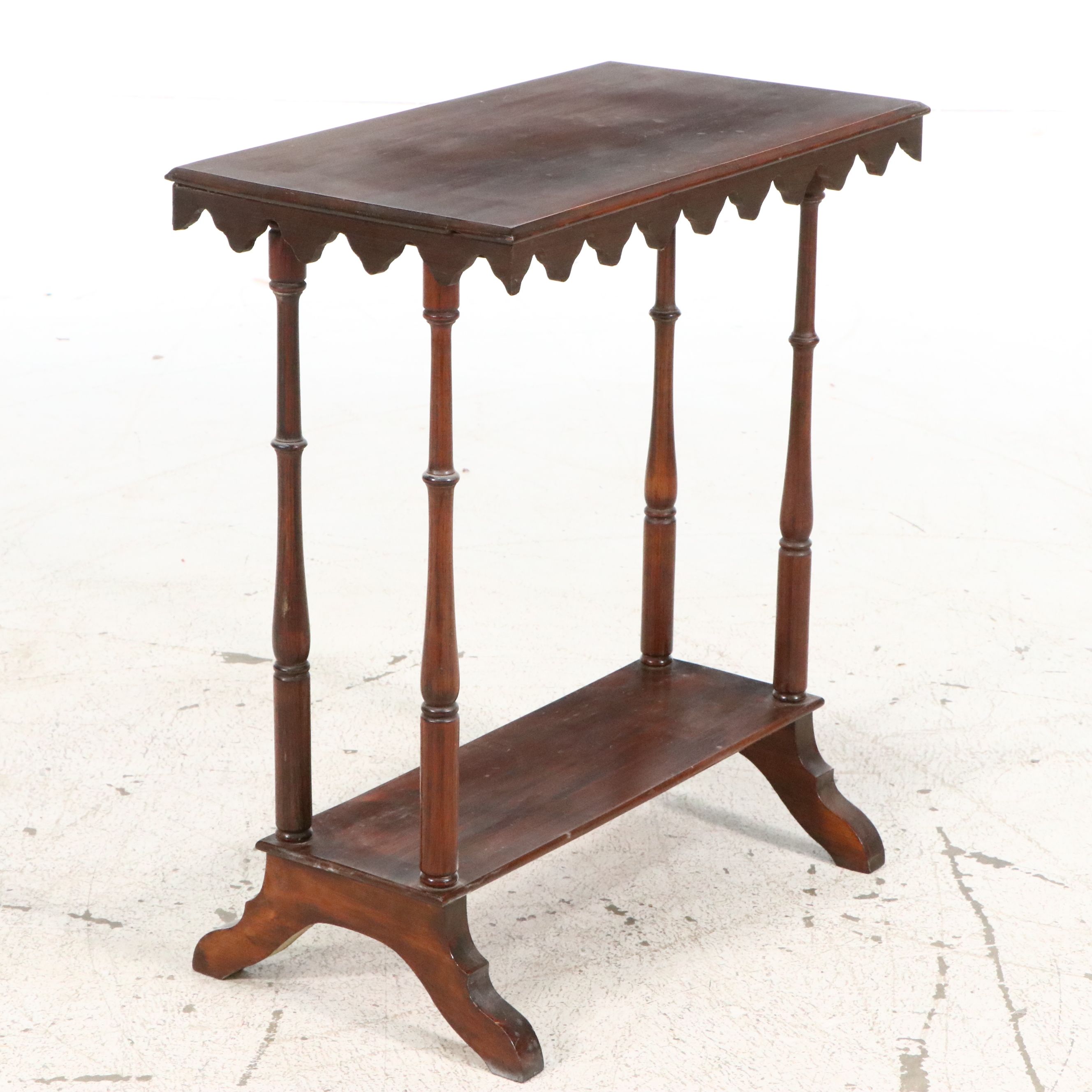 Federal Style Mahogany Topped Stand with Scalloped Apron, Early to Mid-20th C.