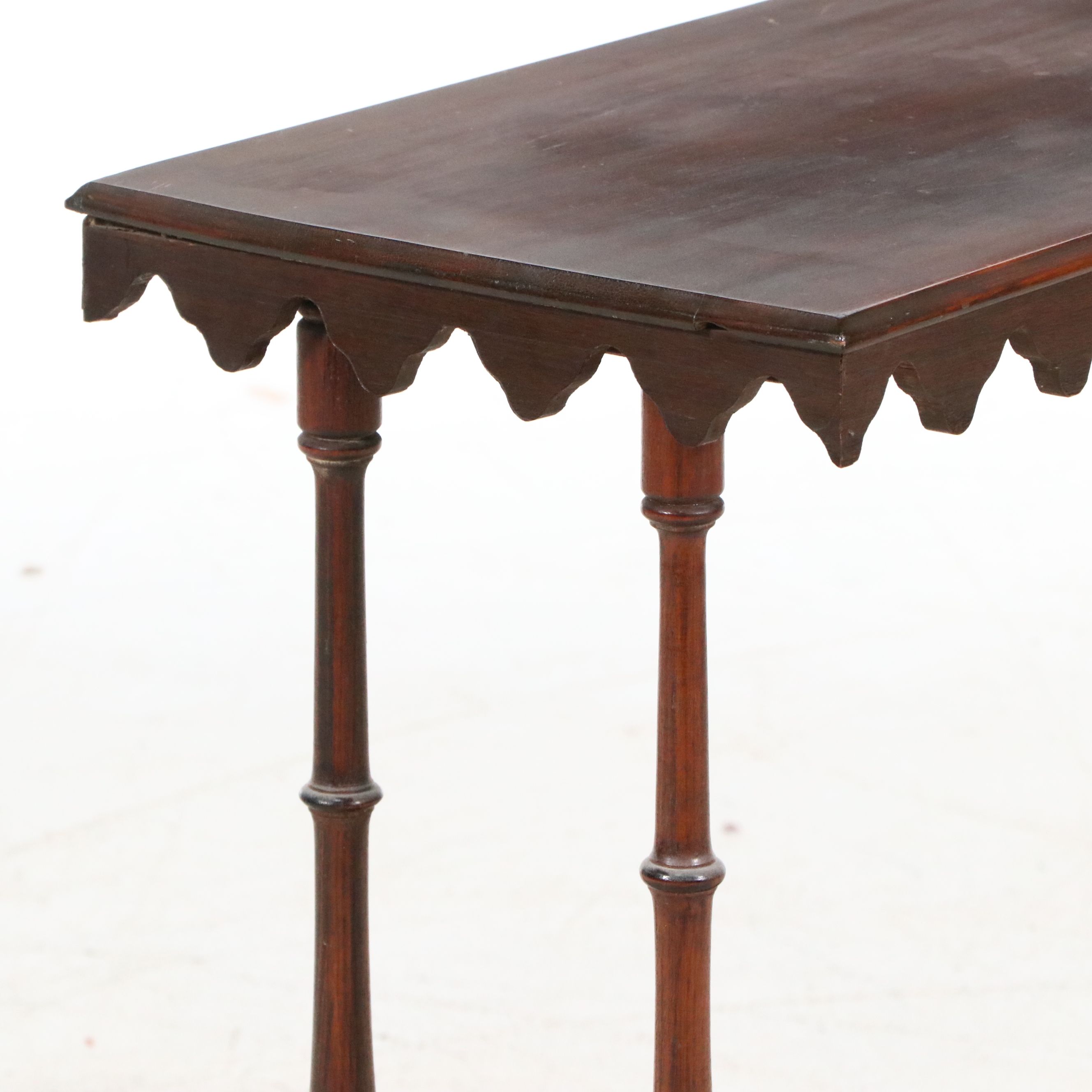 Federal Style Mahogany Topped Stand with Scalloped Apron, Early to Mid-20th C.