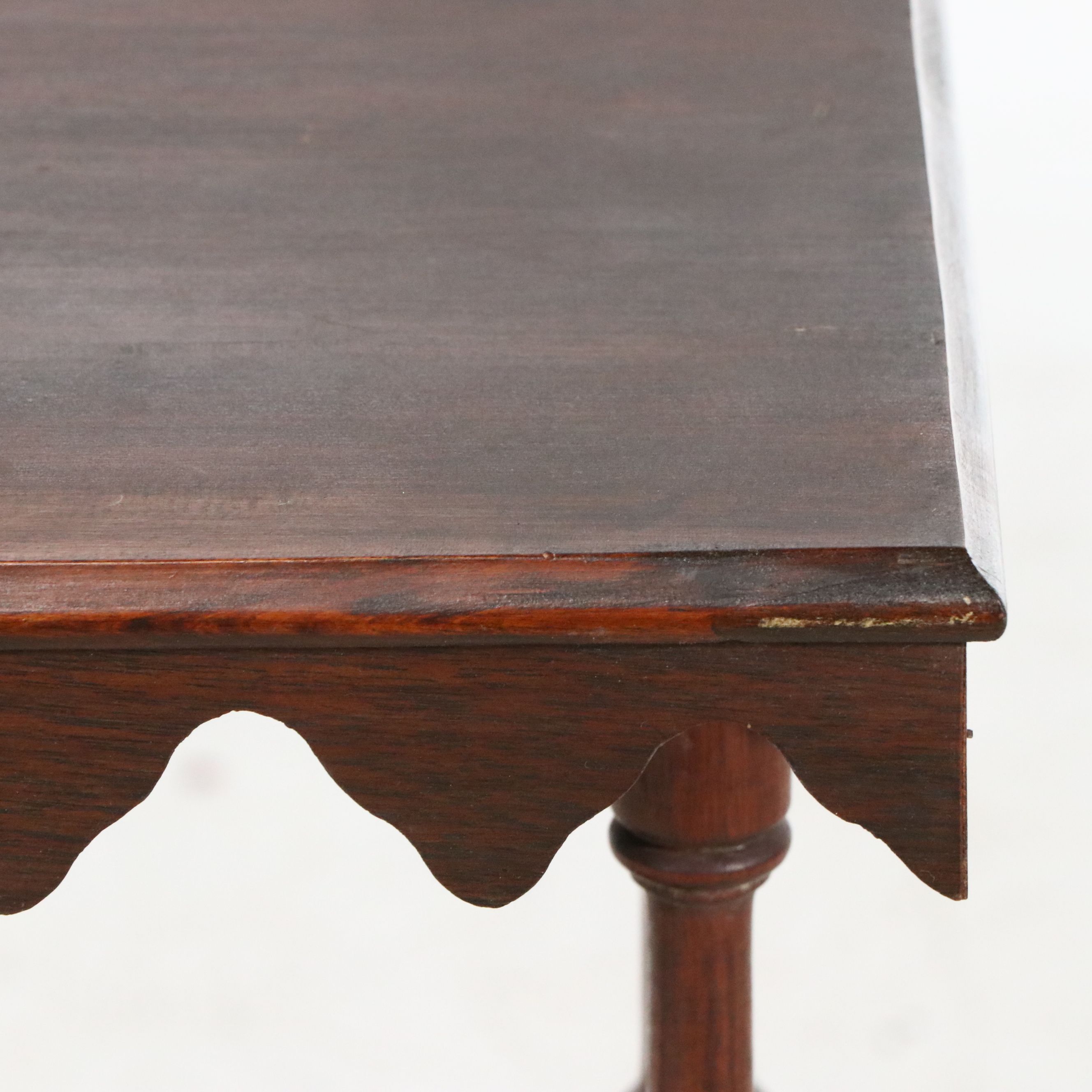 Federal Style Mahogany Topped Stand with Scalloped Apron, Early to Mid-20th C.