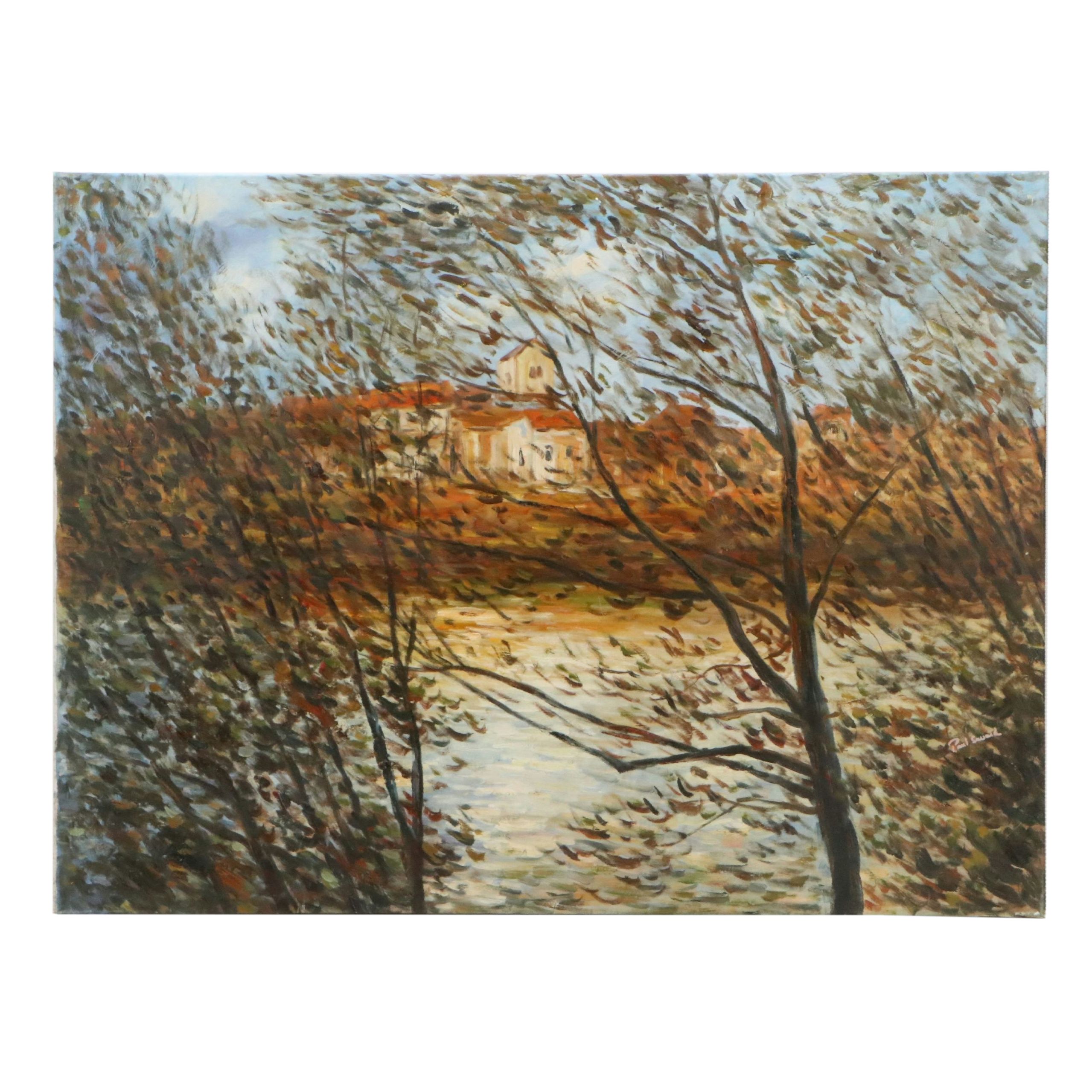After Claude Monet Oil Master Copy "The Isle Grande-Jatte," 21st Century