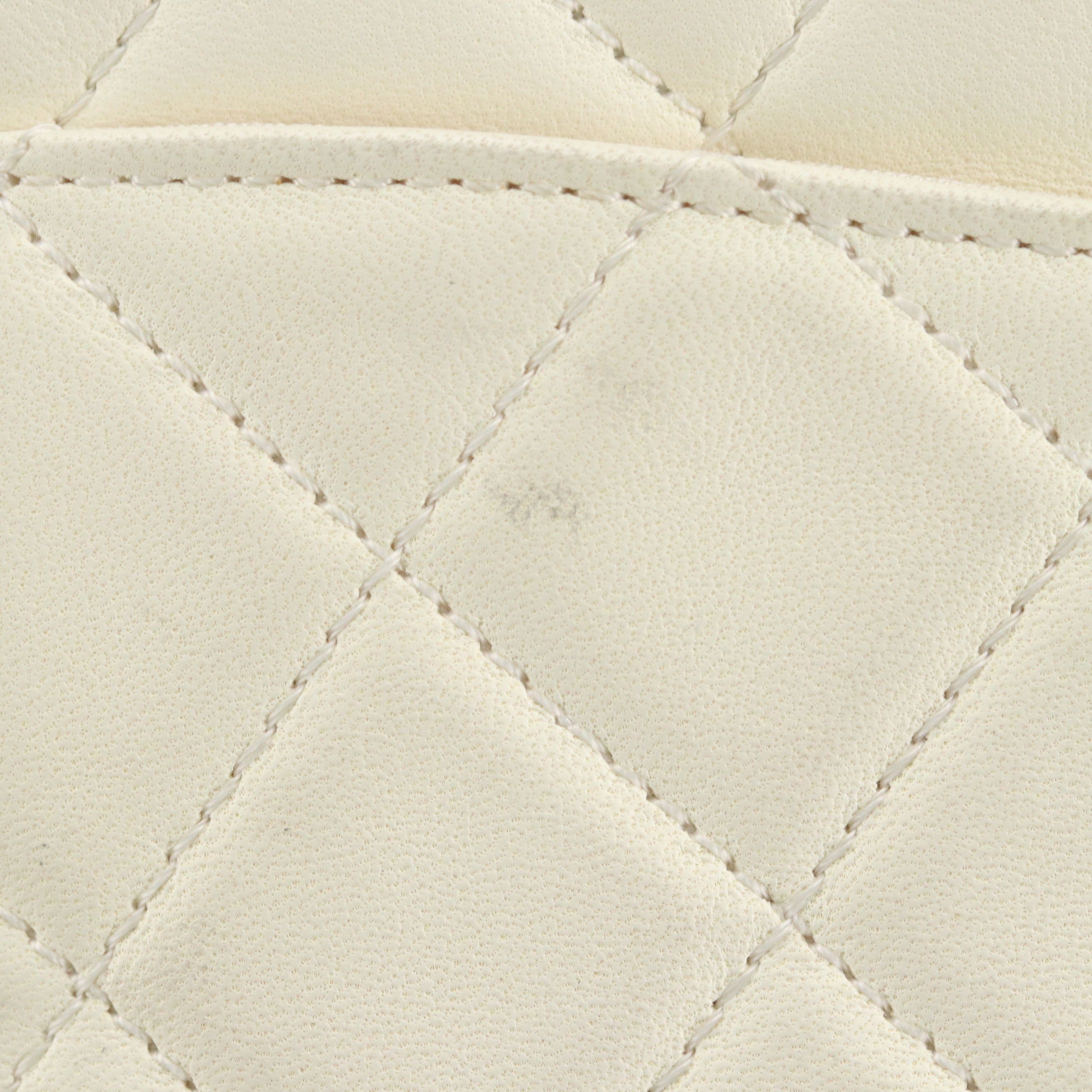 Chanel Hula Hoop Shoulder Bag in Ivory Quilted Lambskin Leather and Black Trim