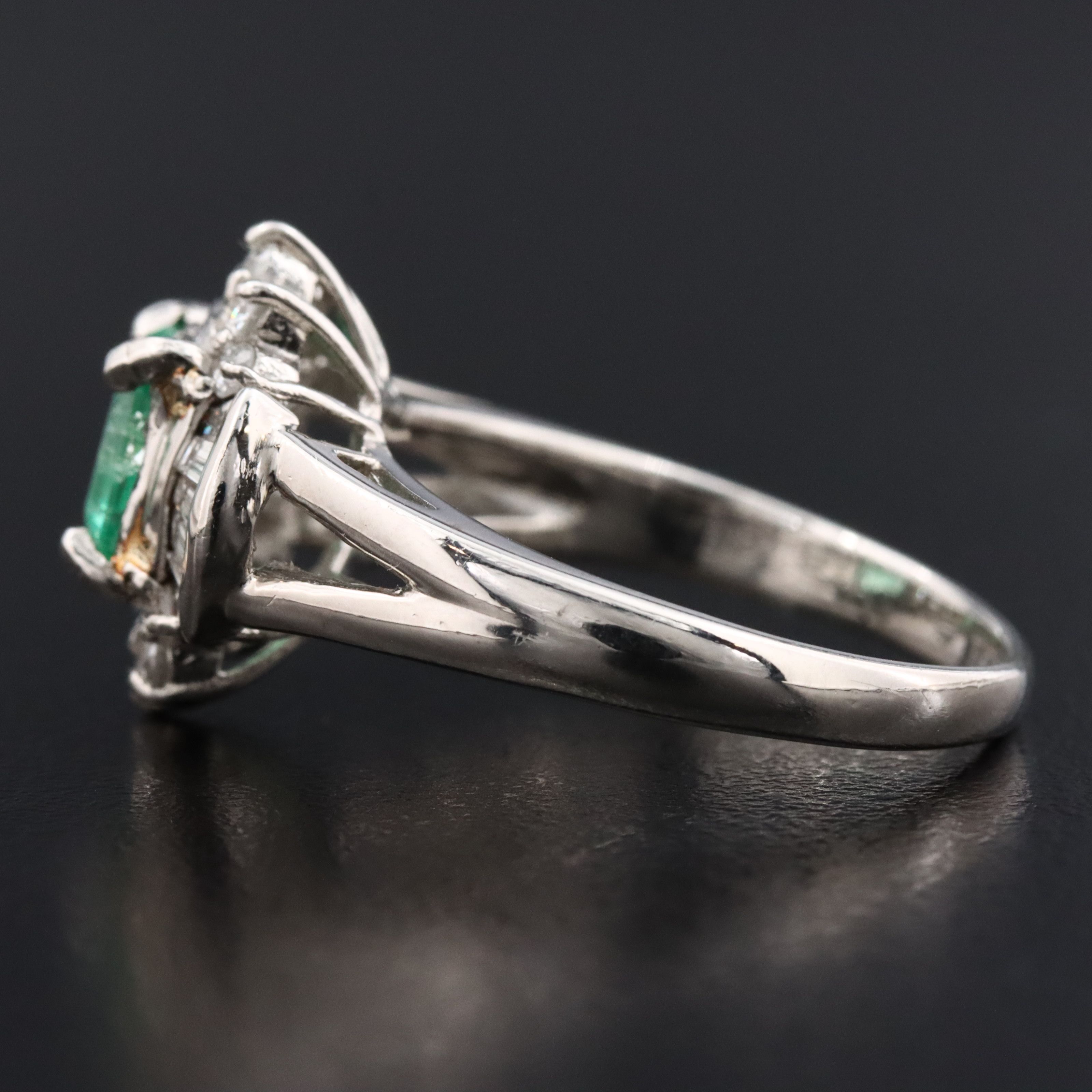 Platinum 1.14 CT Colombian Emerald and Diamond Ring with Online GIA Report