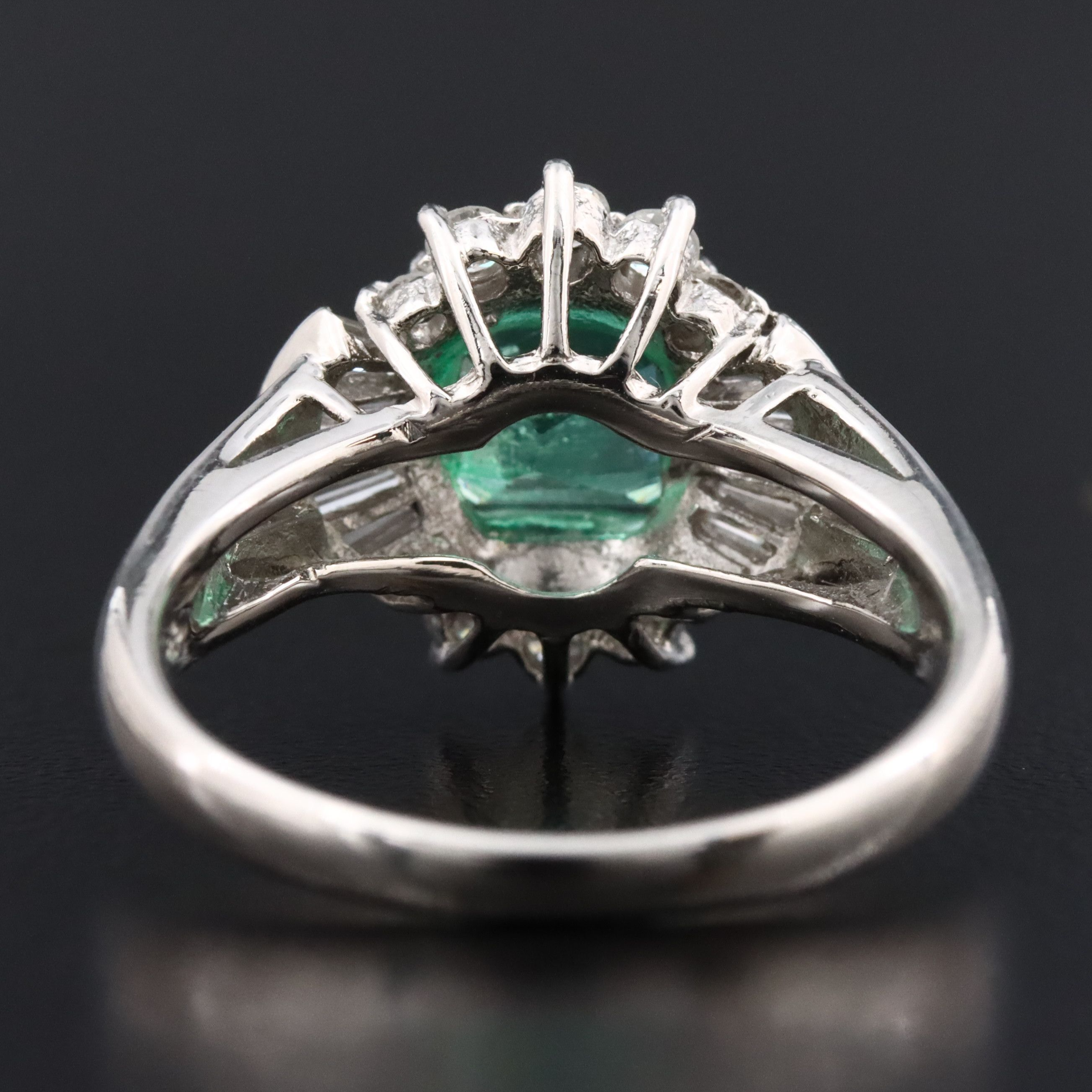 Platinum 1.14 CT Colombian Emerald and Diamond Ring with Online GIA Report