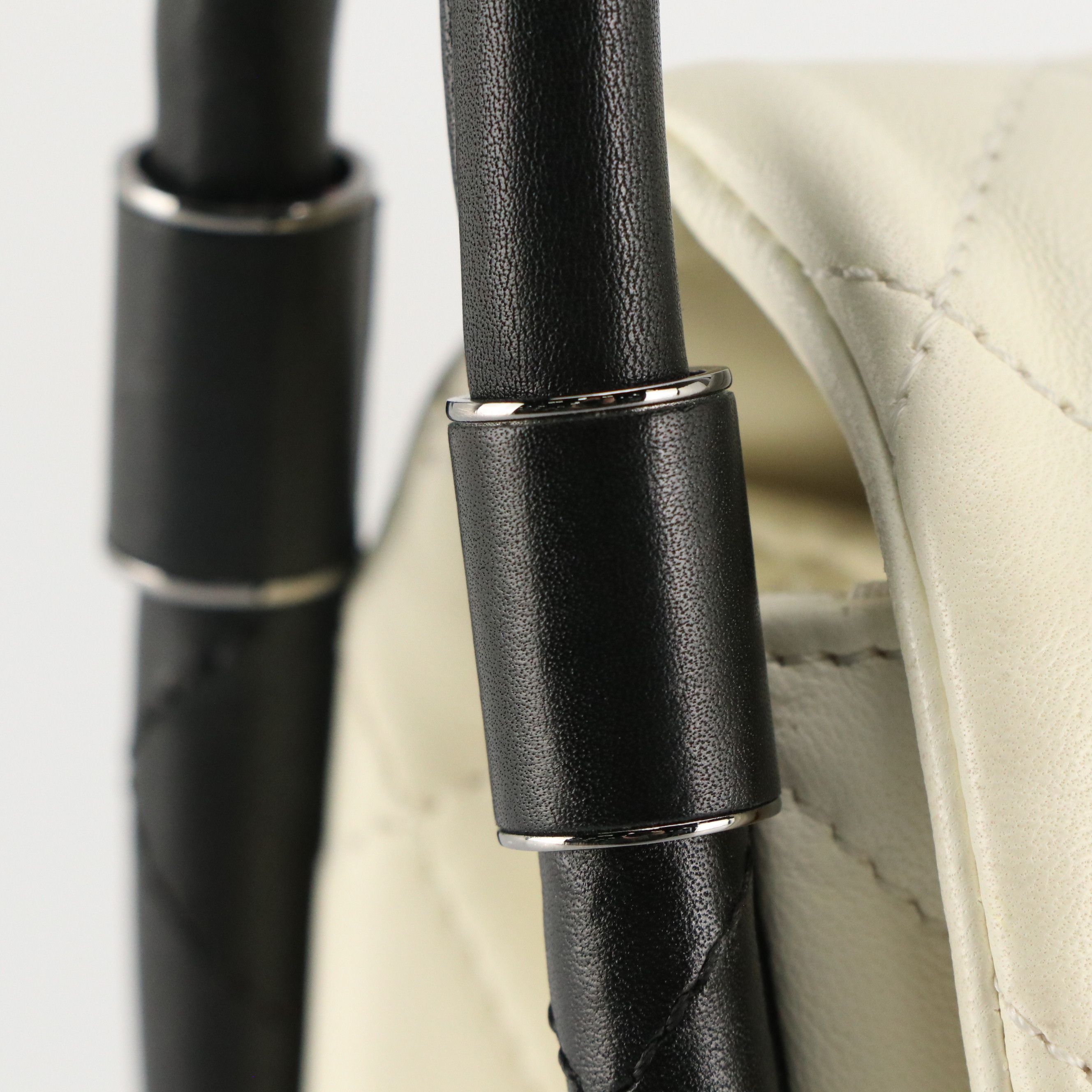 Chanel Hula Hoop Shoulder Bag in Ivory Quilted Lambskin Leather and Black Trim