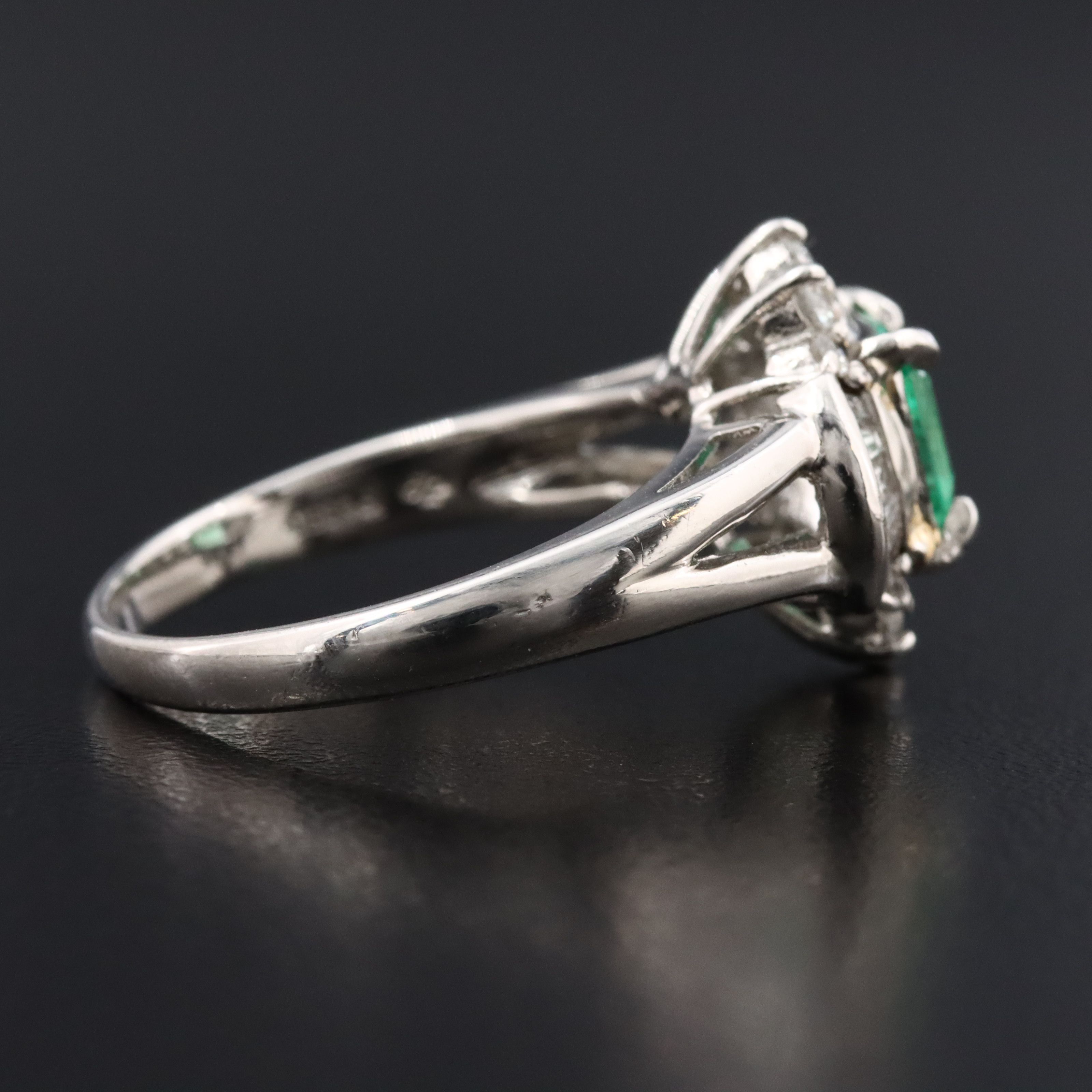 Platinum 1.14 CT Colombian Emerald and Diamond Ring with Online GIA Report