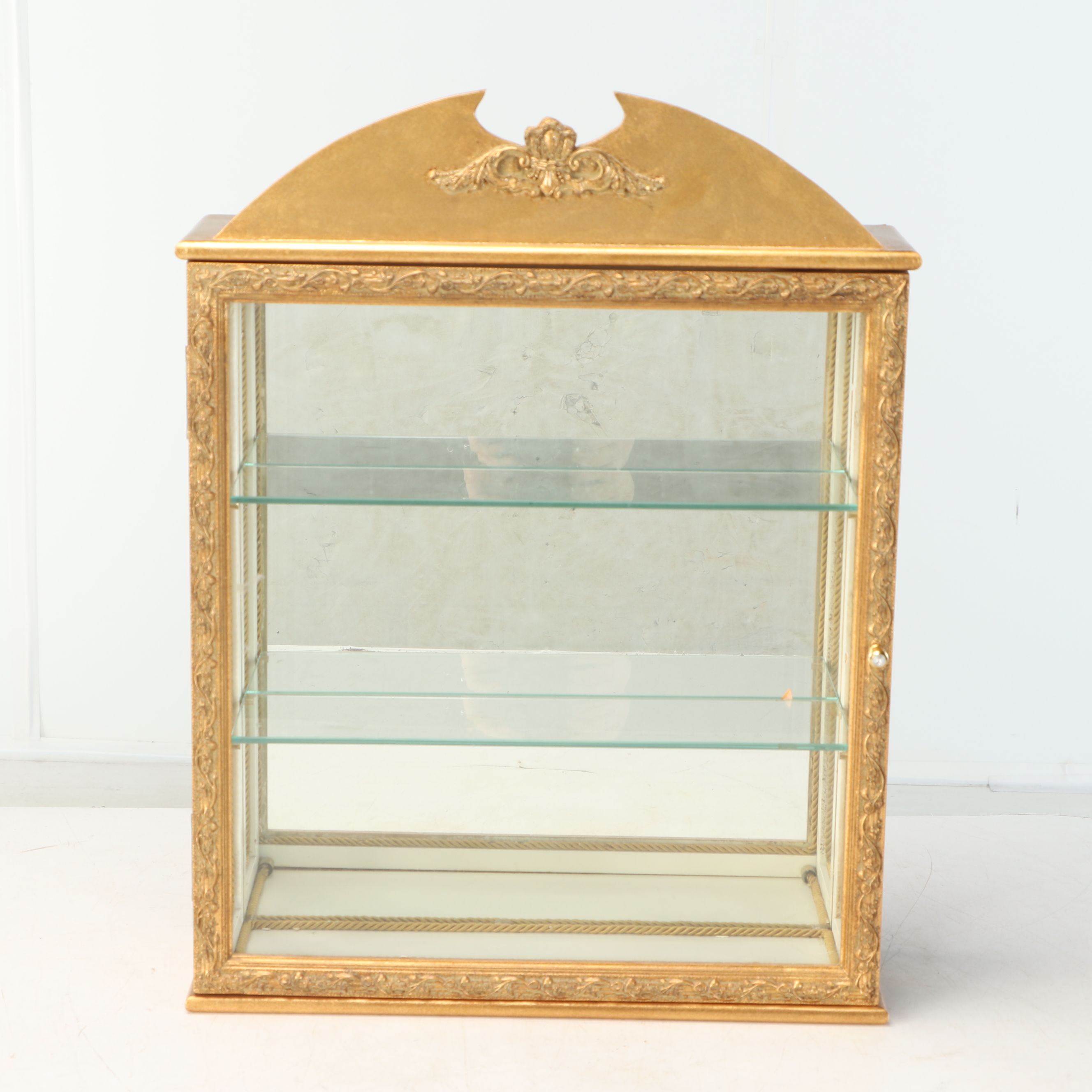 Louis XVI Style Giltwood Wall-Mount Curio Cabinet