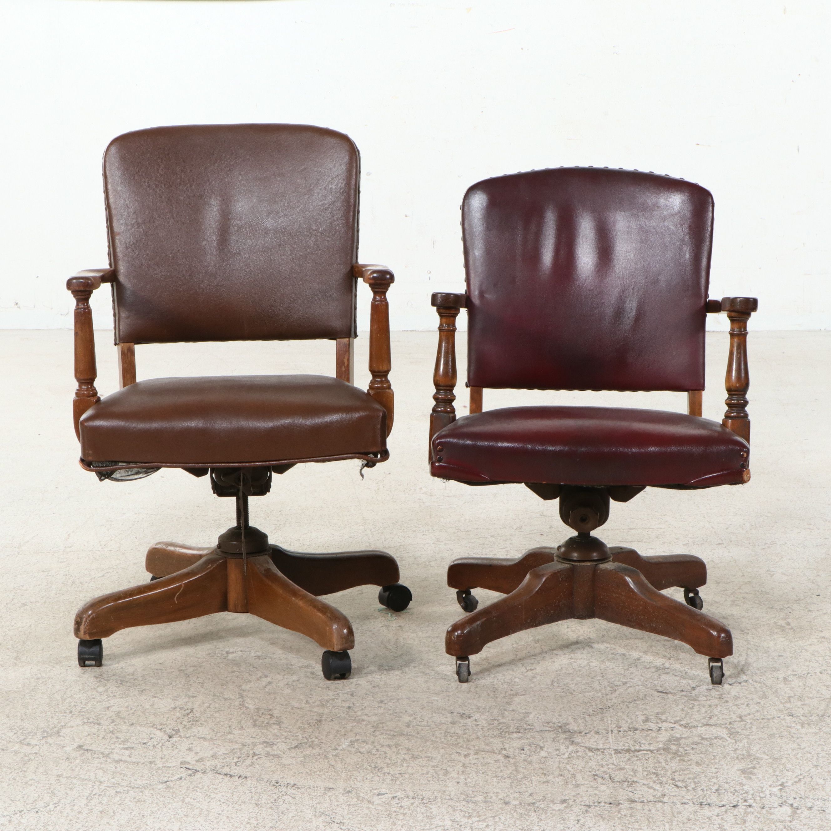 Pair of Art Deco Style Swivel Office Chairs, Early to Mid-20th Century