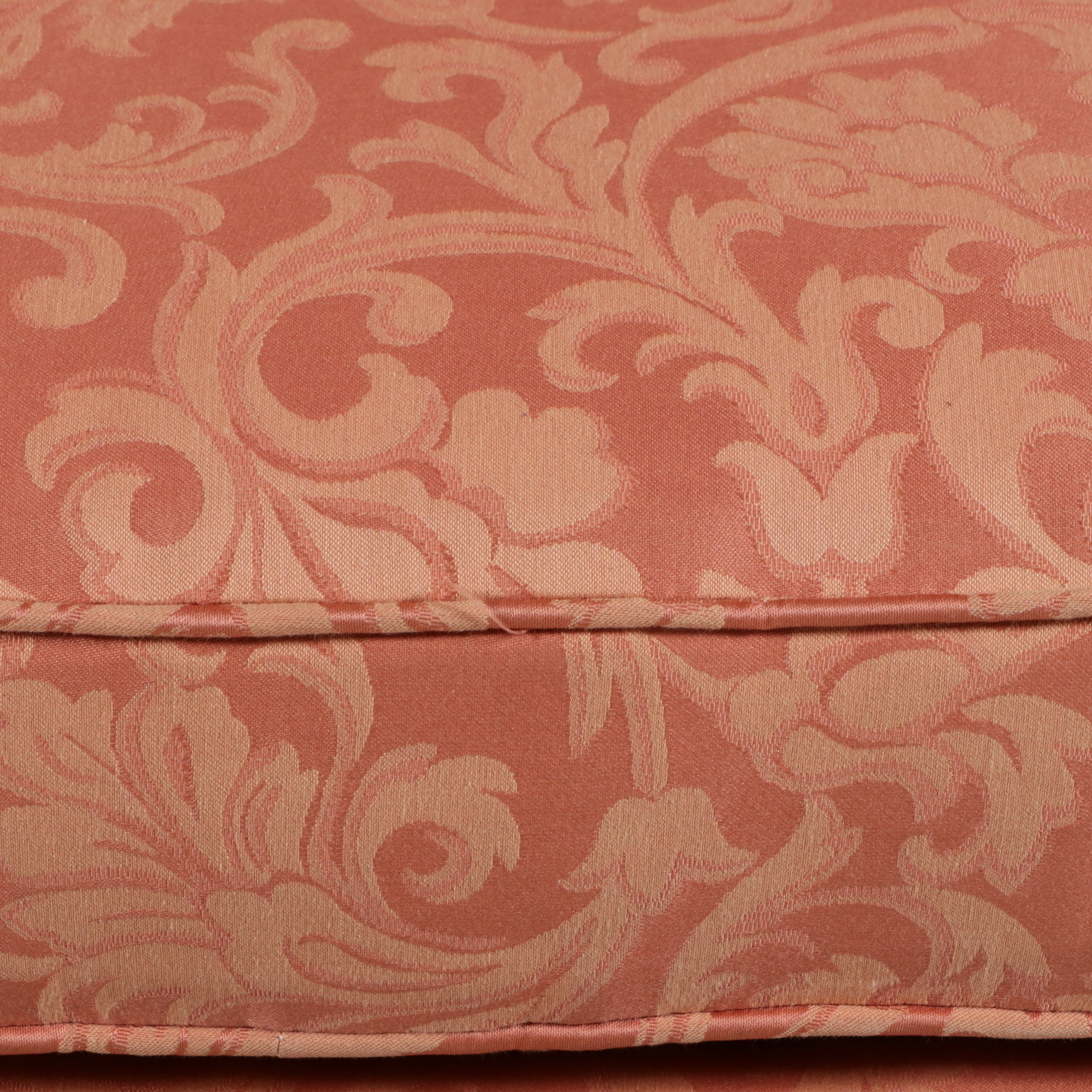 Pair of Damask Upholstered Tufted Back Armchairs