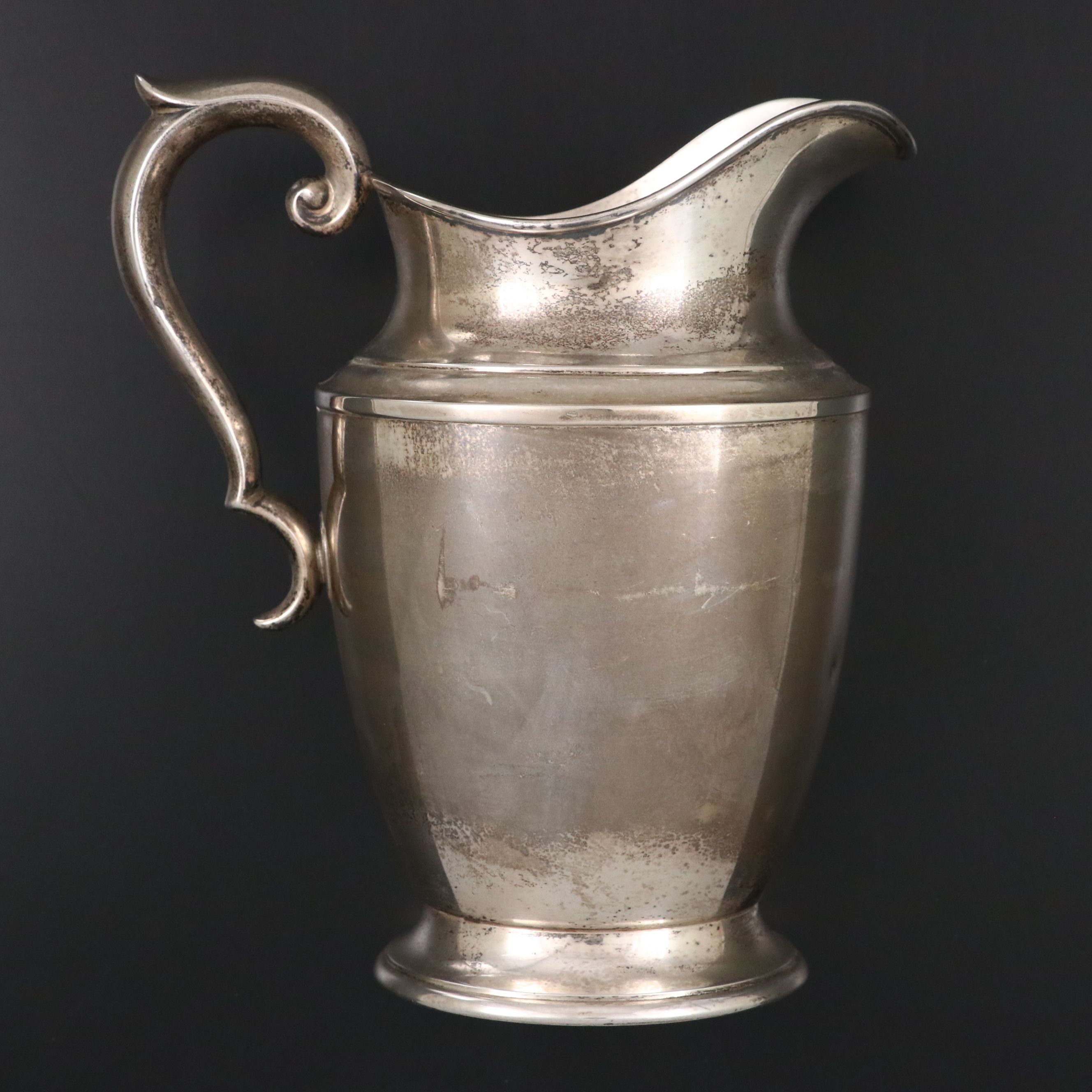 Alvin Sterling Silver Scroll-Handled Pitcher