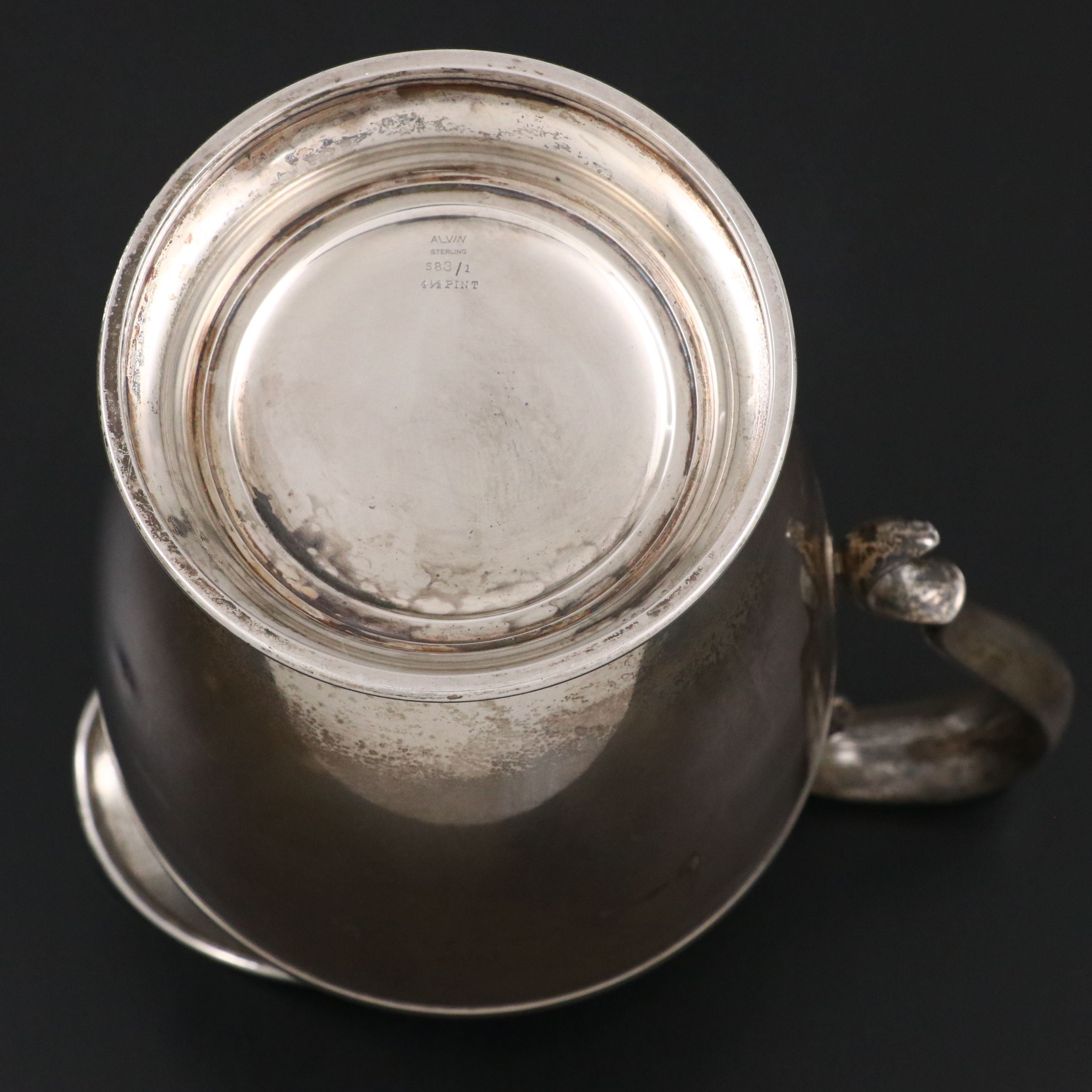 Alvin Sterling Silver Scroll-Handled Pitcher