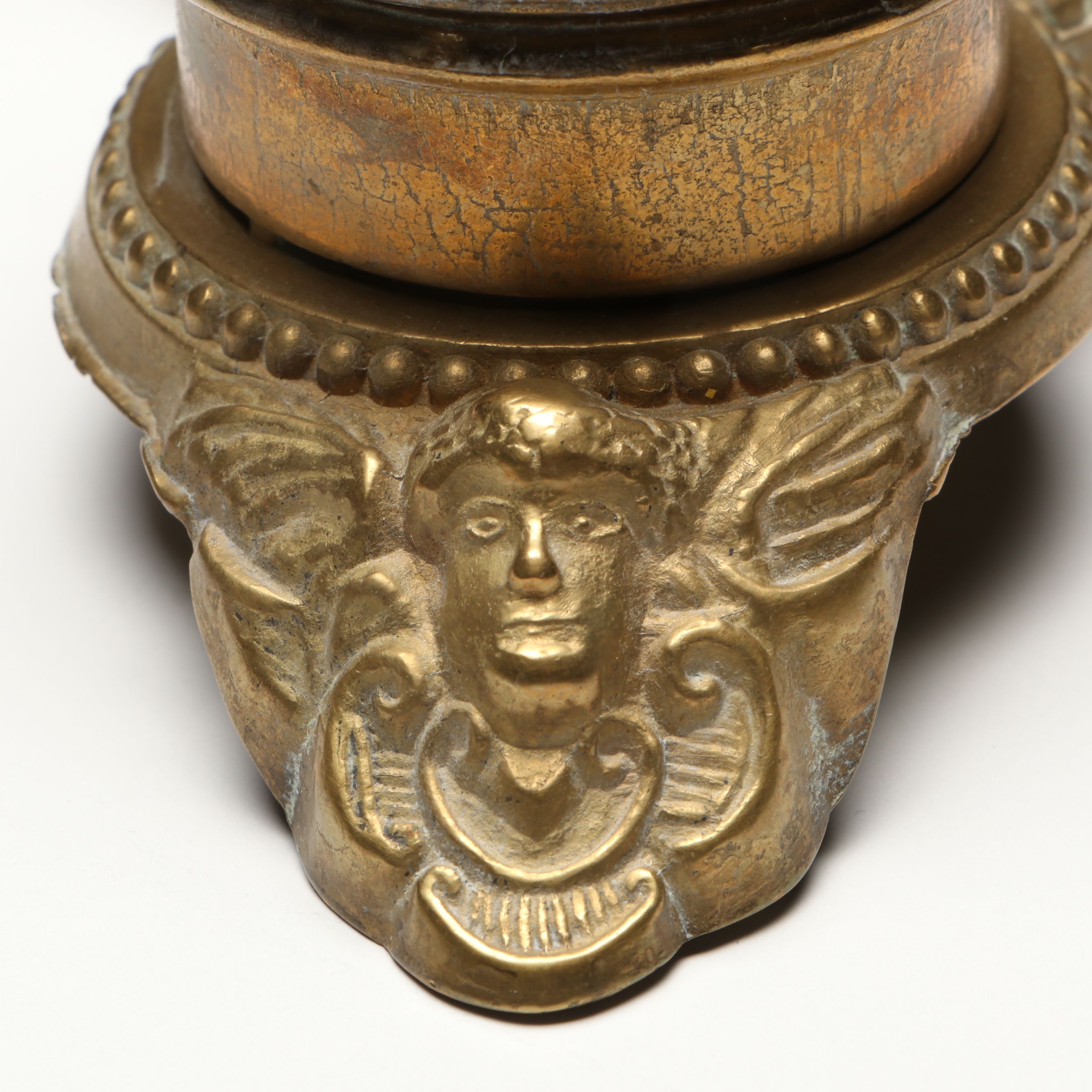 Rococo Revival Gilt Brass Putti Ornamented Double Inkwell, Late 19th C.
