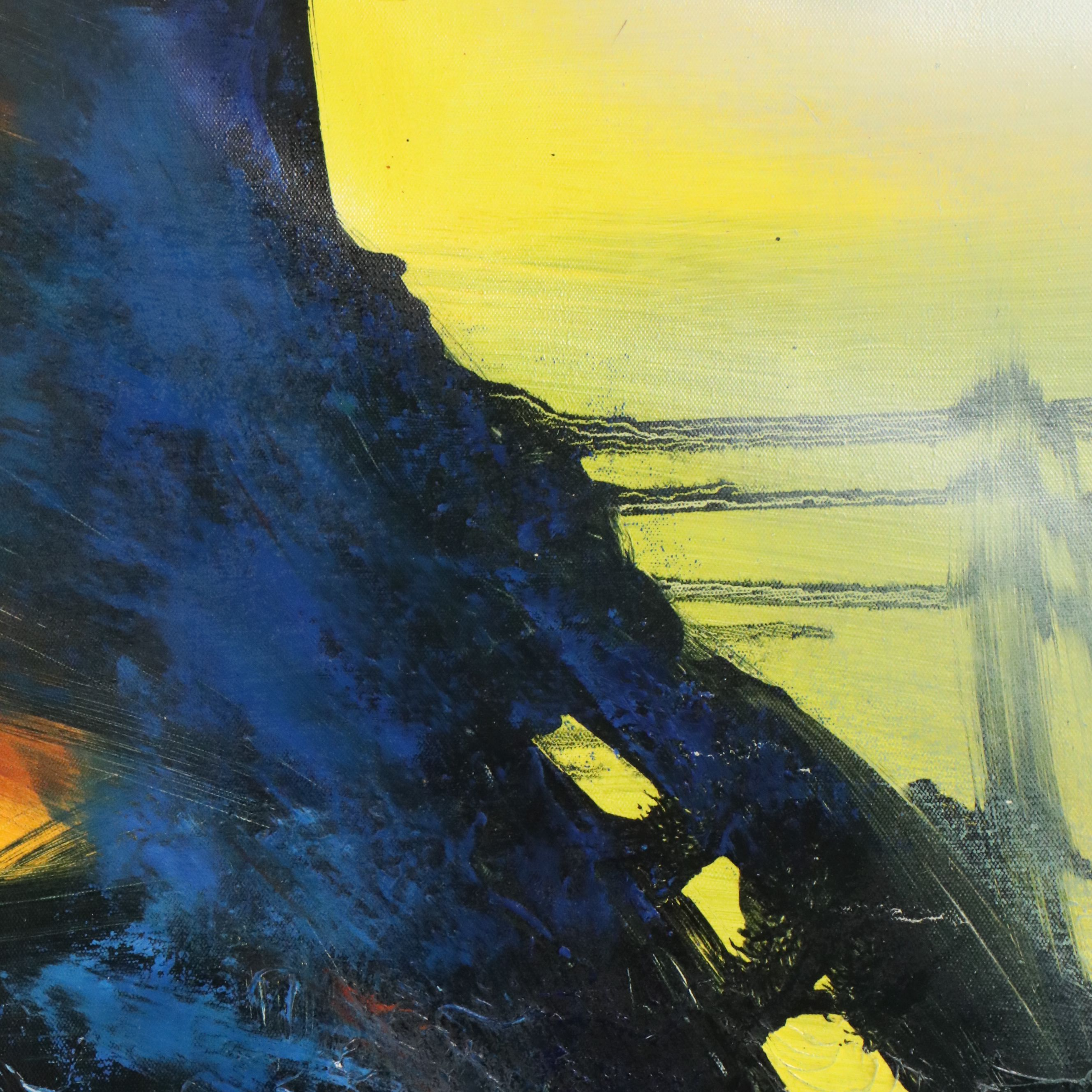 In the Style of Xavier Zevaco Acrylic Abstract Painting, Late 20th Century