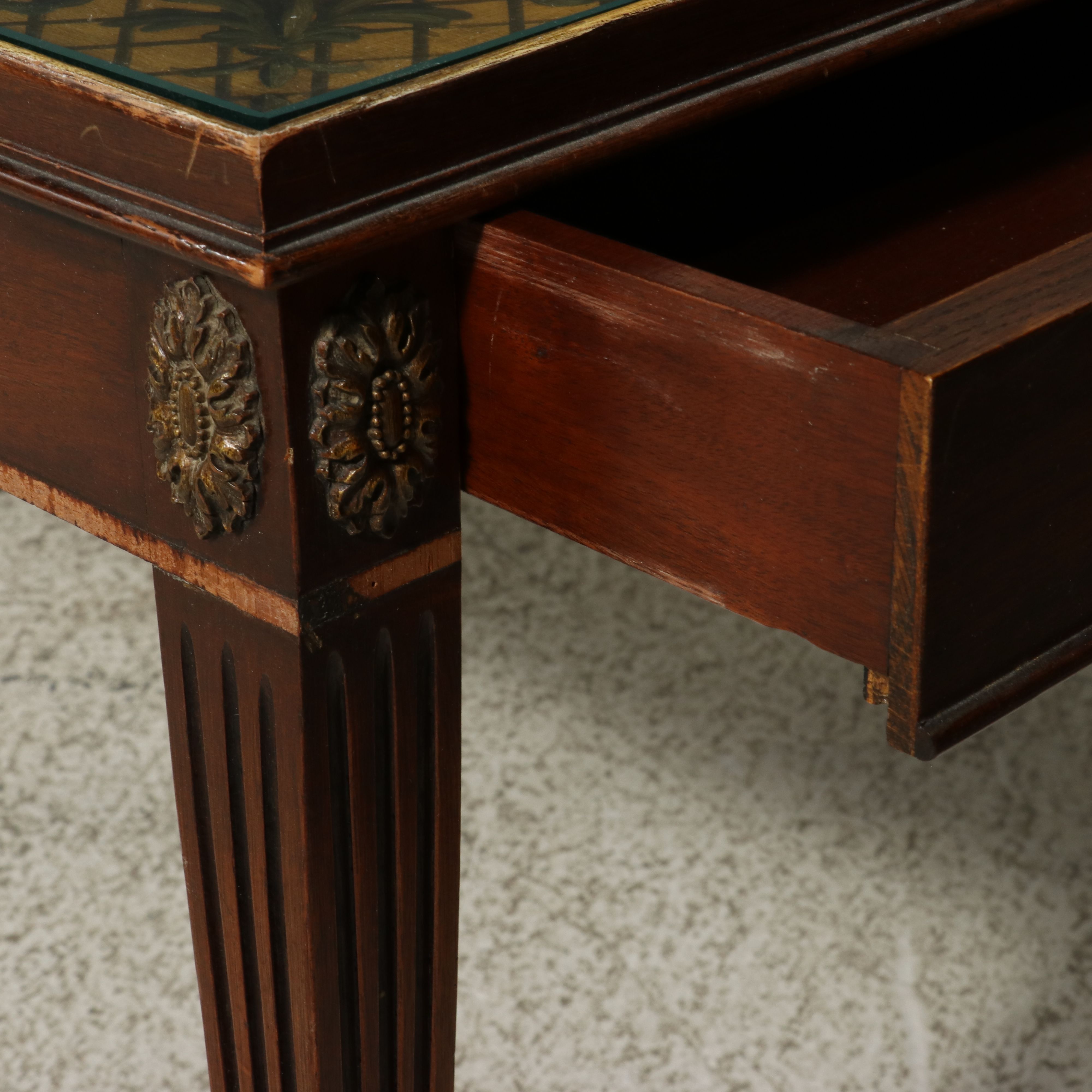 Neoclassical Style Paint-Decorated Mahogany Coffee Table, Early to Mid-20th C.