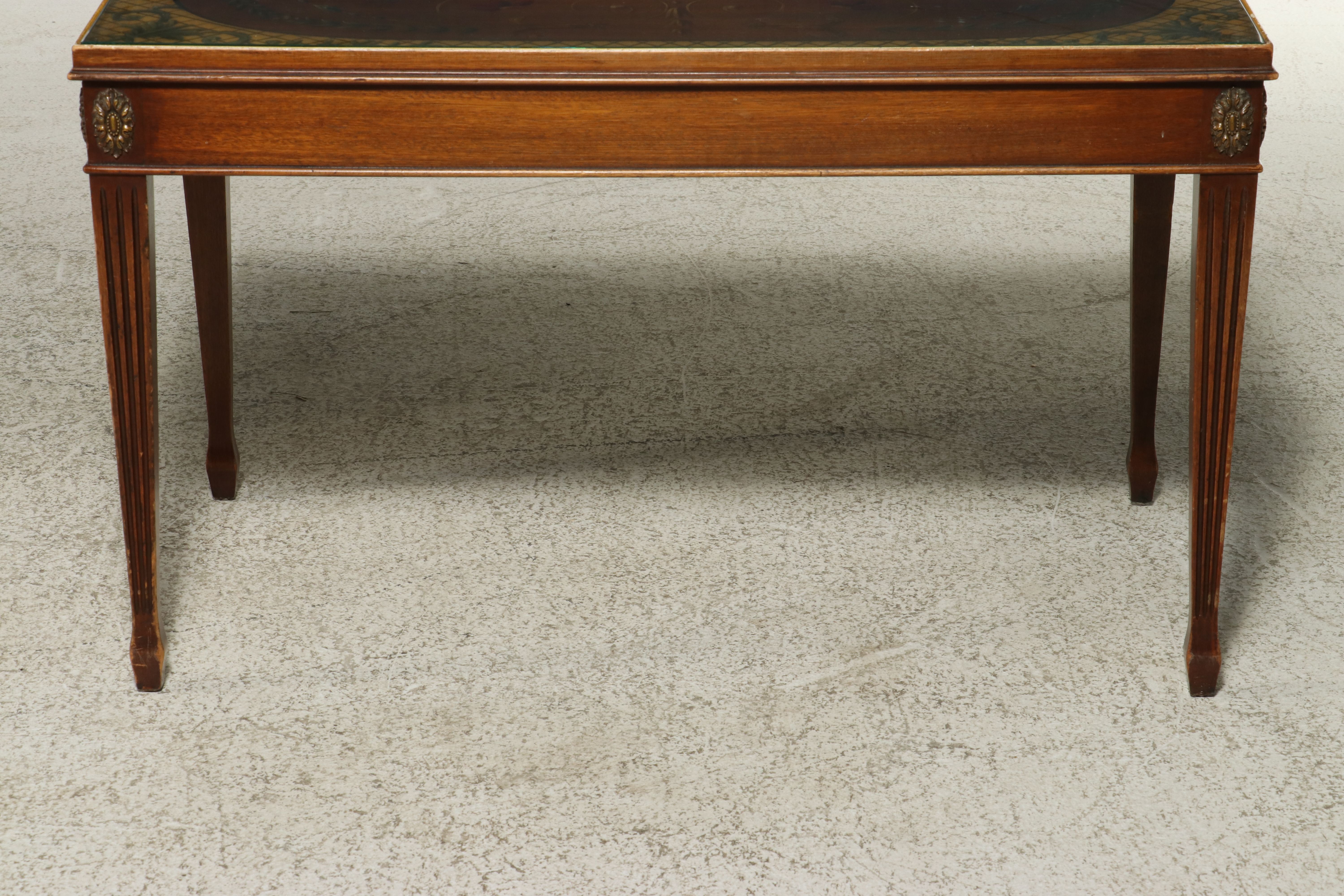 Neoclassical Style Paint-Decorated Mahogany Coffee Table, Early to Mid-20th C.