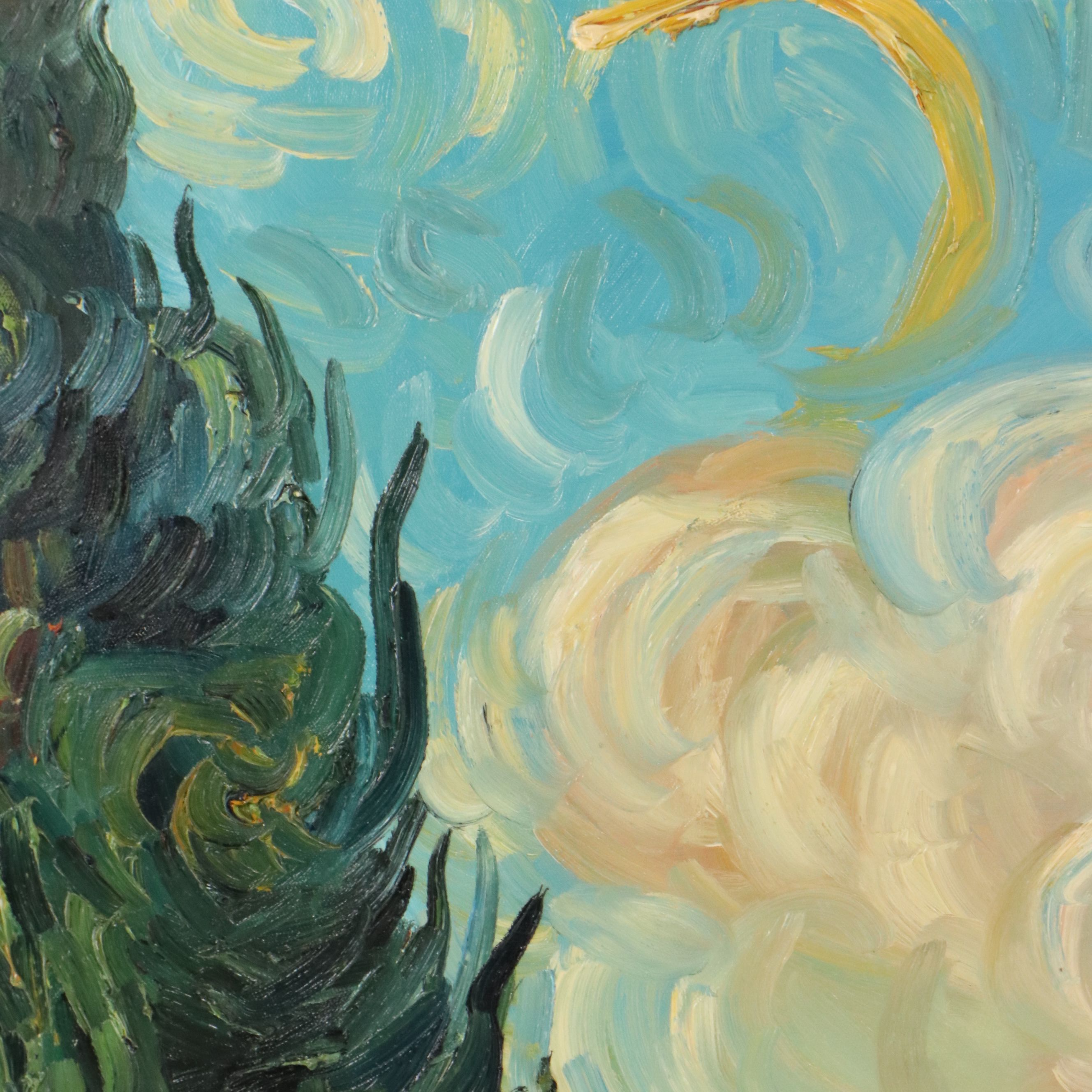 Oil Master Copy of Vincent Van Gogh's "Cypresses," 21st Century