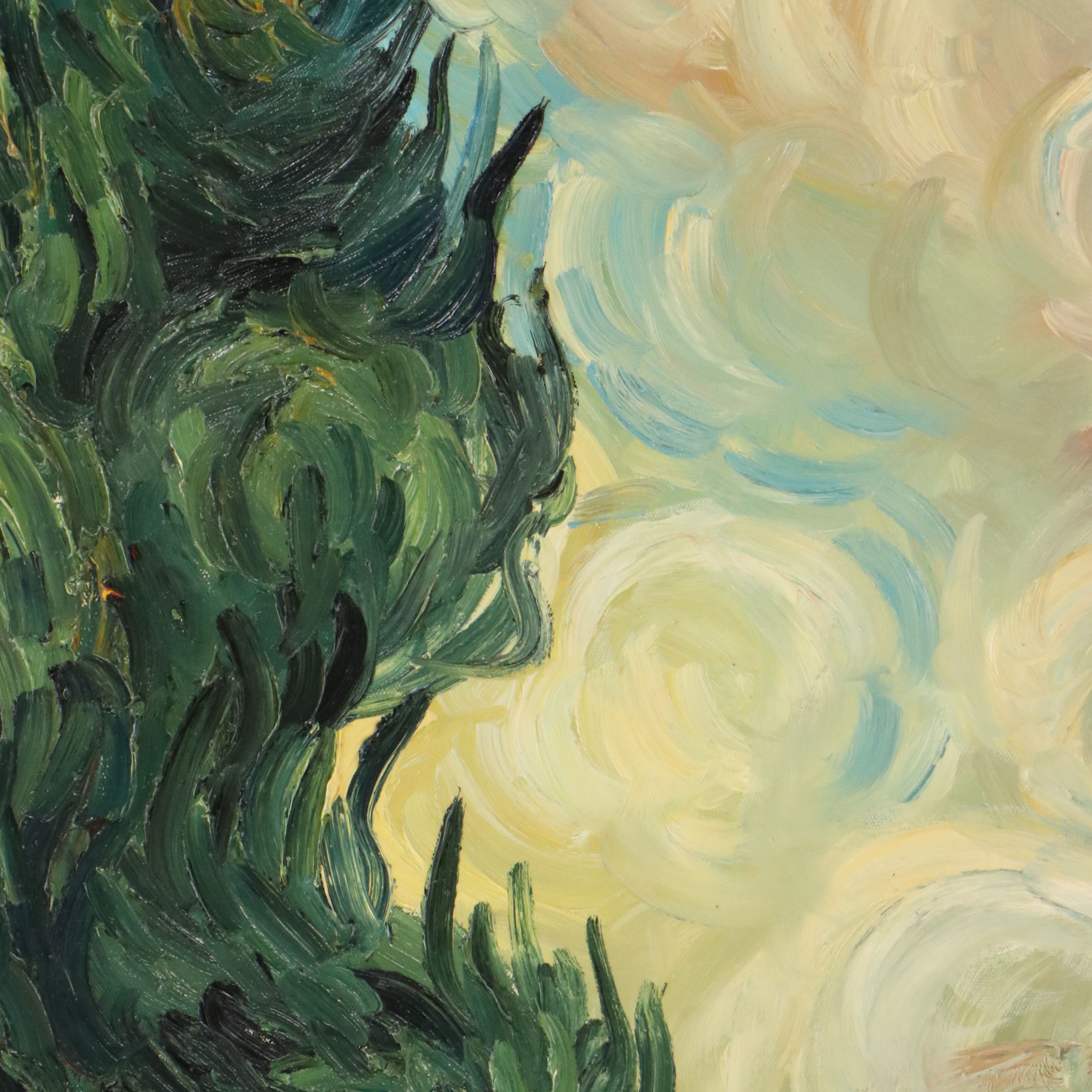 Oil Master Copy of Vincent Van Gogh's "Cypresses," 21st Century