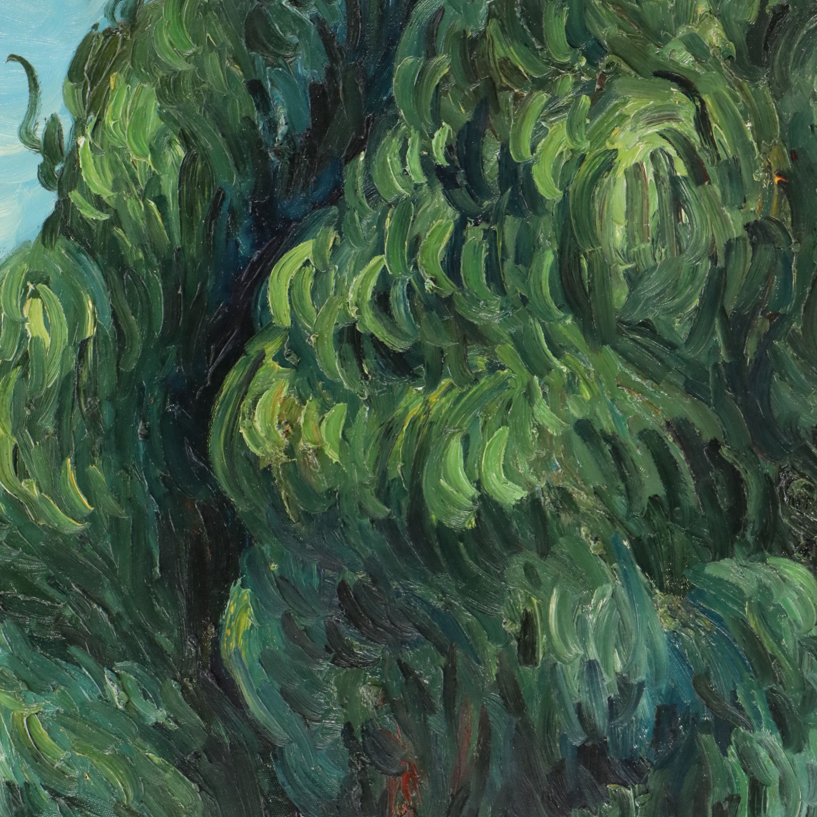 Oil Master Copy of Vincent Van Gogh's "Cypresses," 21st Century