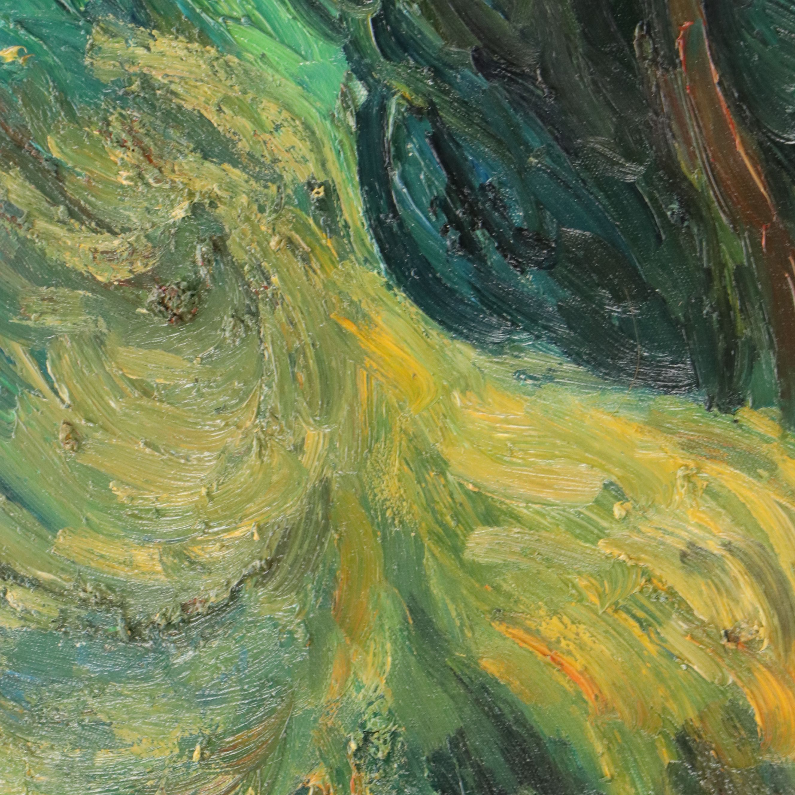 Oil Master Copy of Vincent Van Gogh's "Cypresses," 21st Century