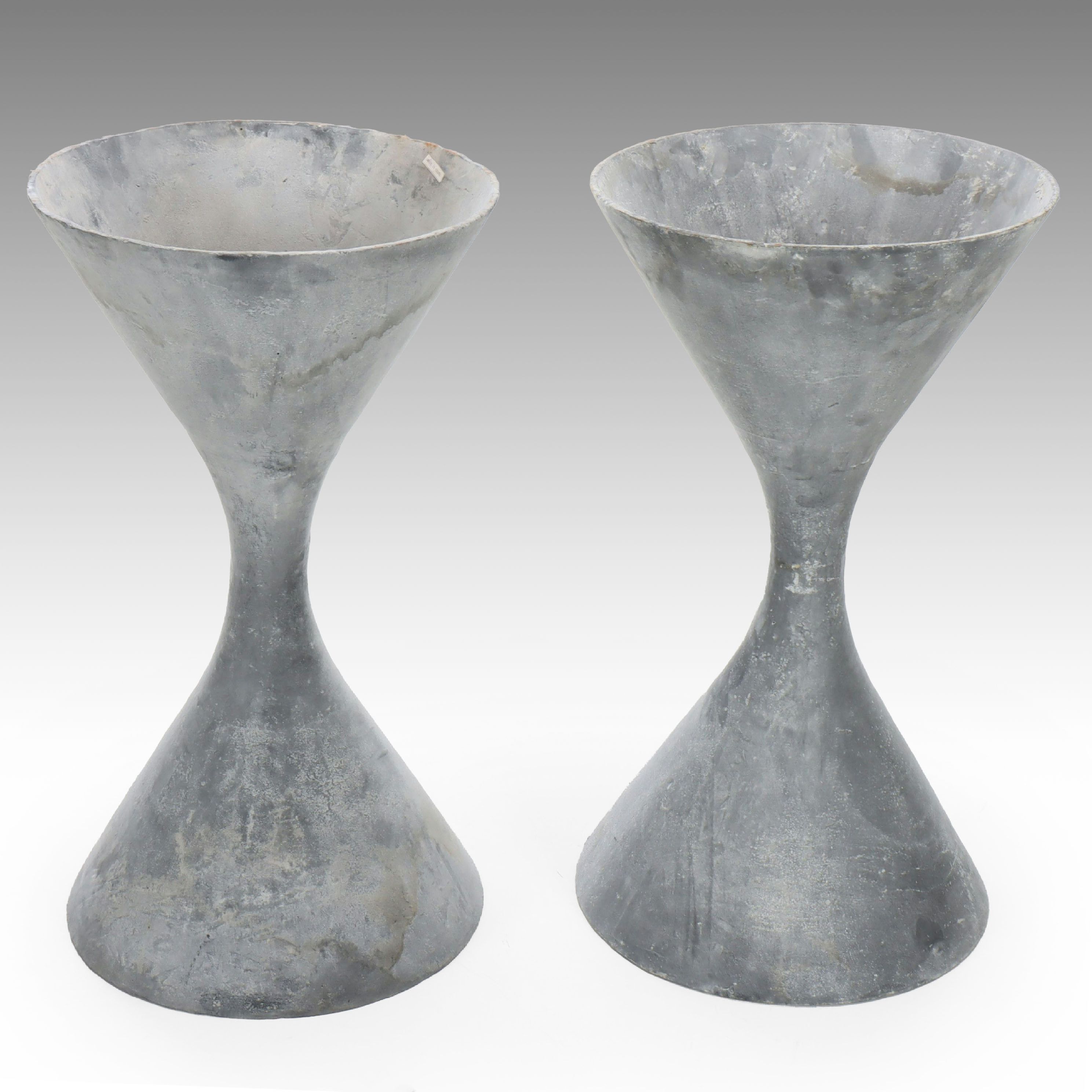 Contemporary Metal Hourglass-Shaped Planters