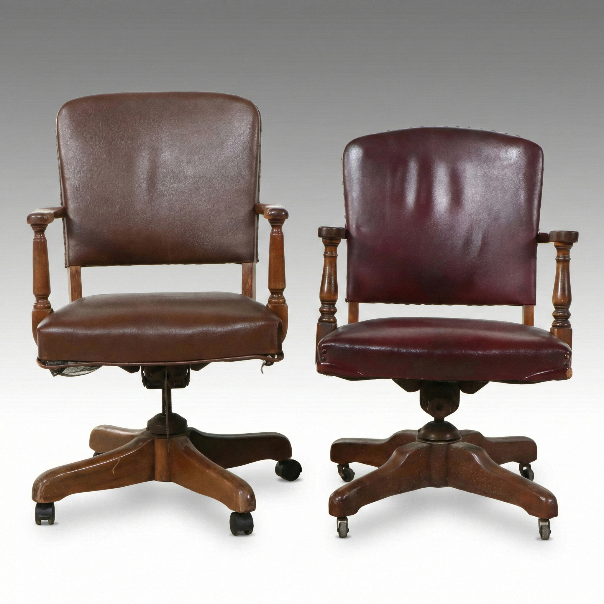 Pair of Art Deco Style Swivel Office Chairs, Early to Mid-20th Century