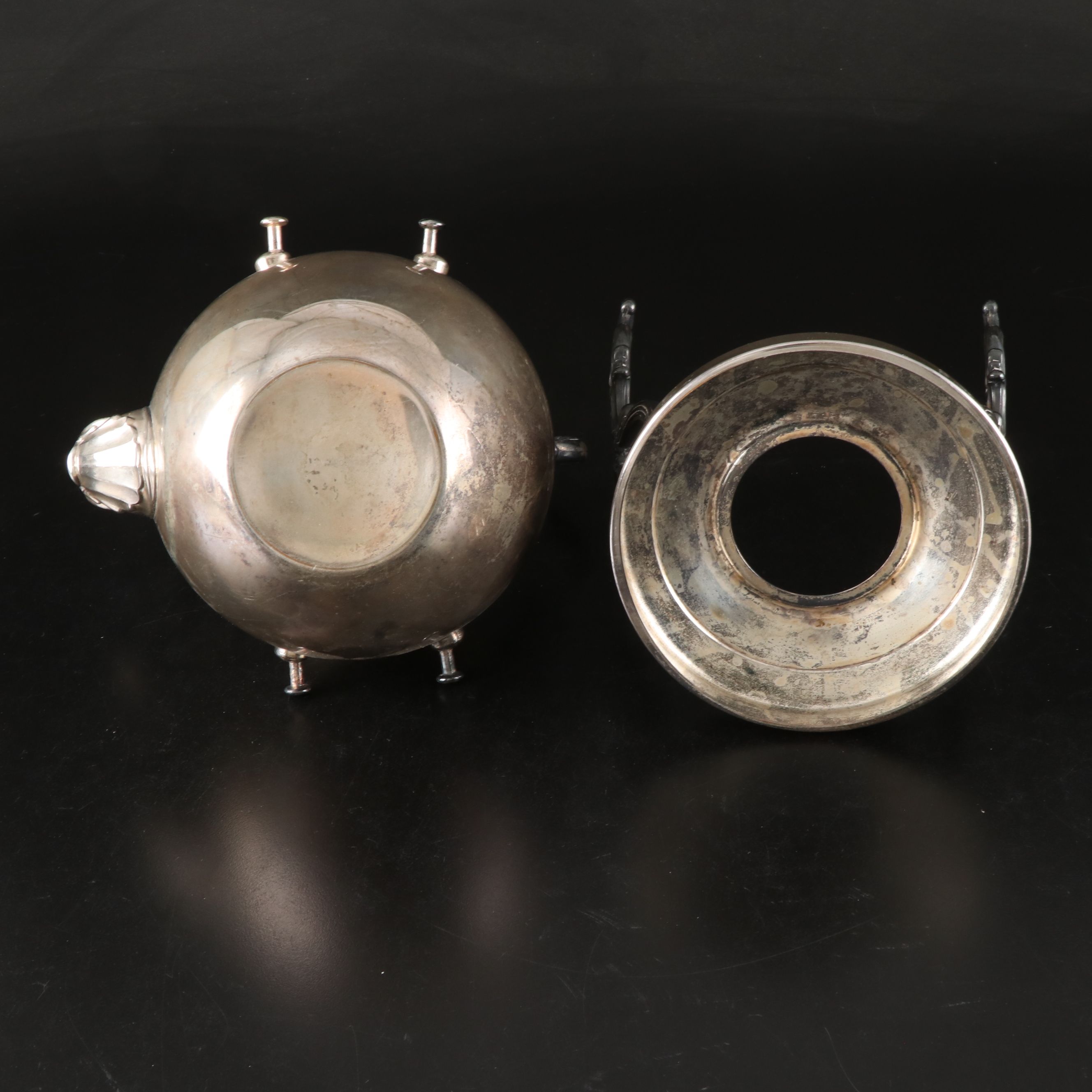 Wm. Rogers Silver Plate Tea Service with Sheridan Scroll-Handled Mugs