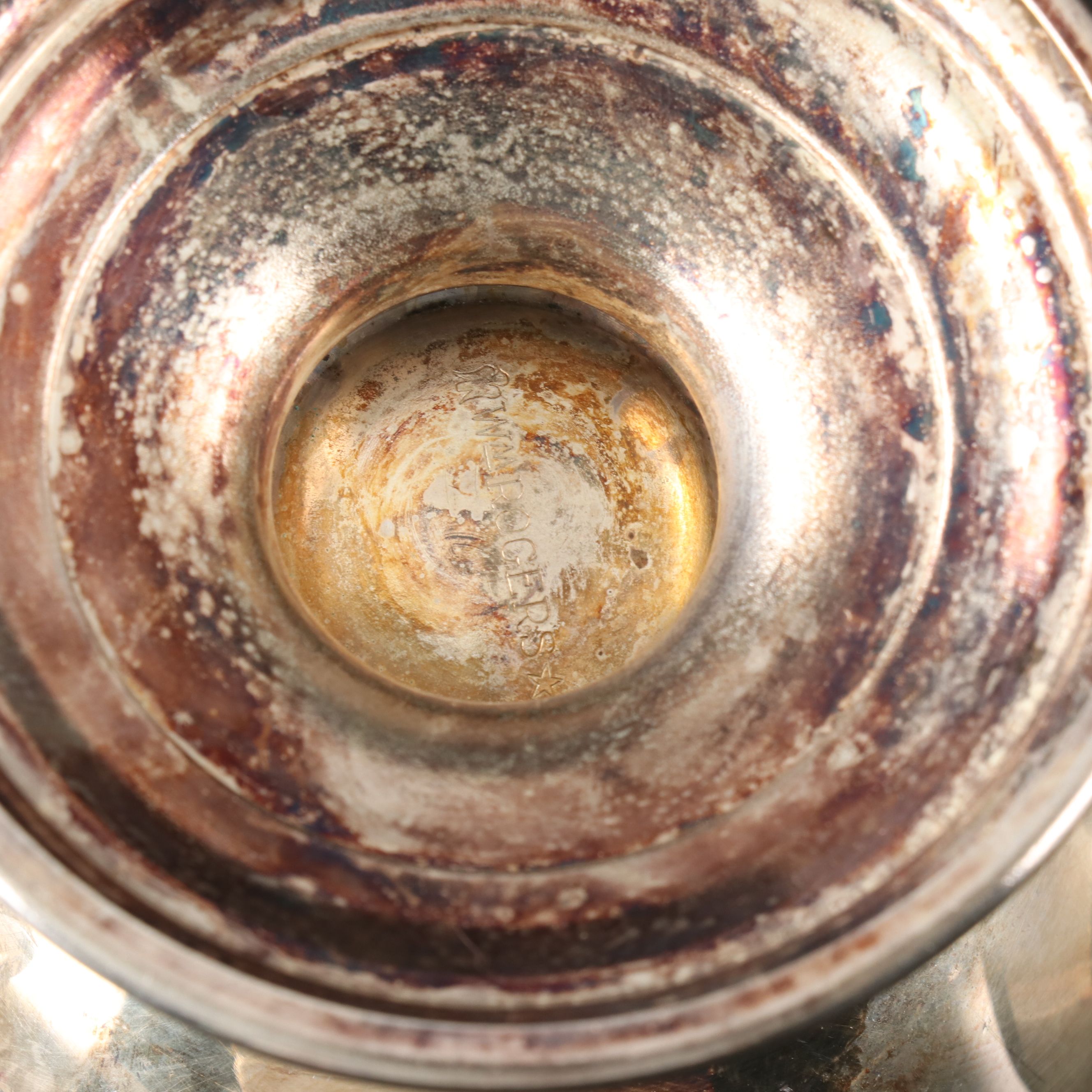 Wm. Rogers Silver Plate Tea Service with Sheridan Scroll-Handled Mugs