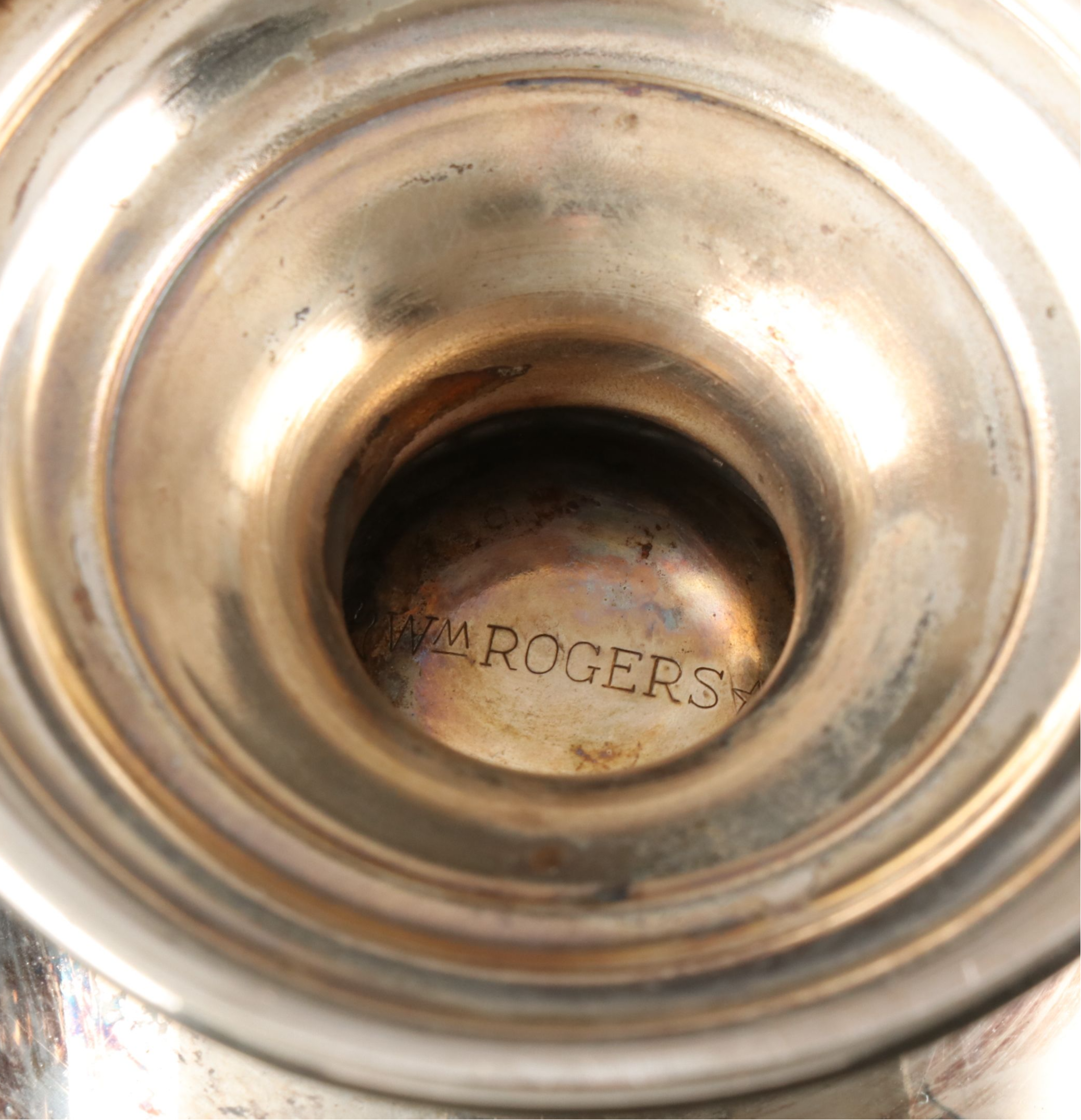 Wm. Rogers Silver Plate Tea Service with Sheridan Scroll-Handled Mugs