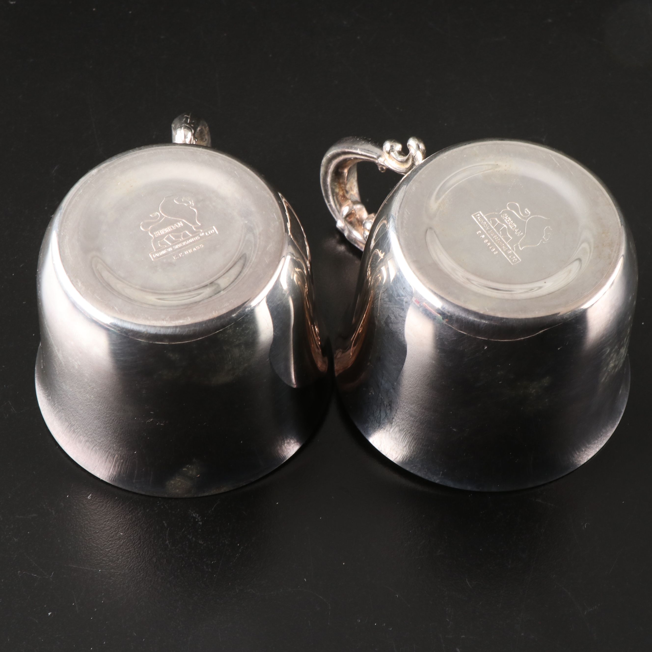 Wm. Rogers Silver Plate Tea Service with Sheridan Scroll-Handled Mugs