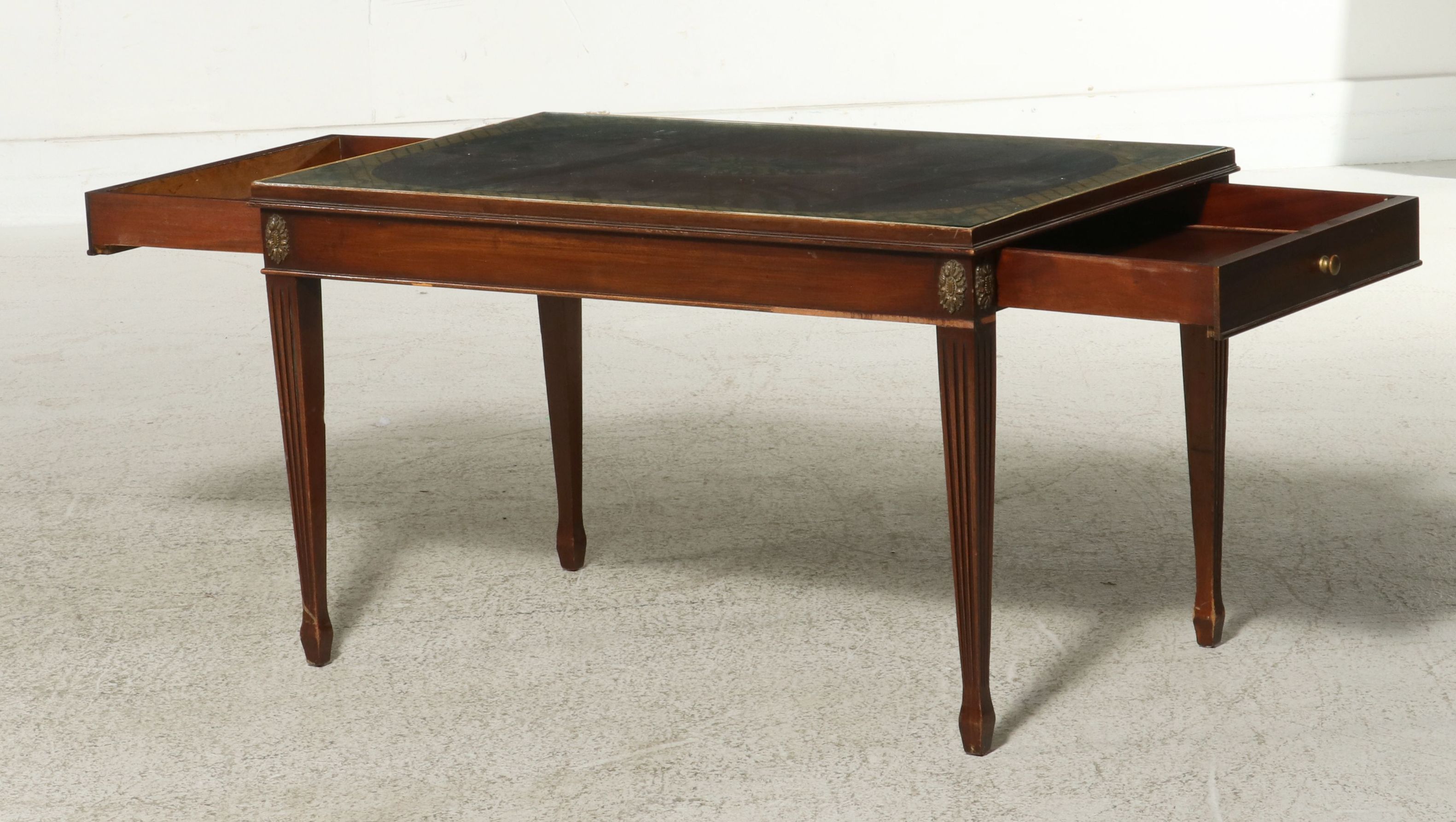 Neoclassical Style Paint-Decorated Mahogany Coffee Table, Early to Mid-20th C.