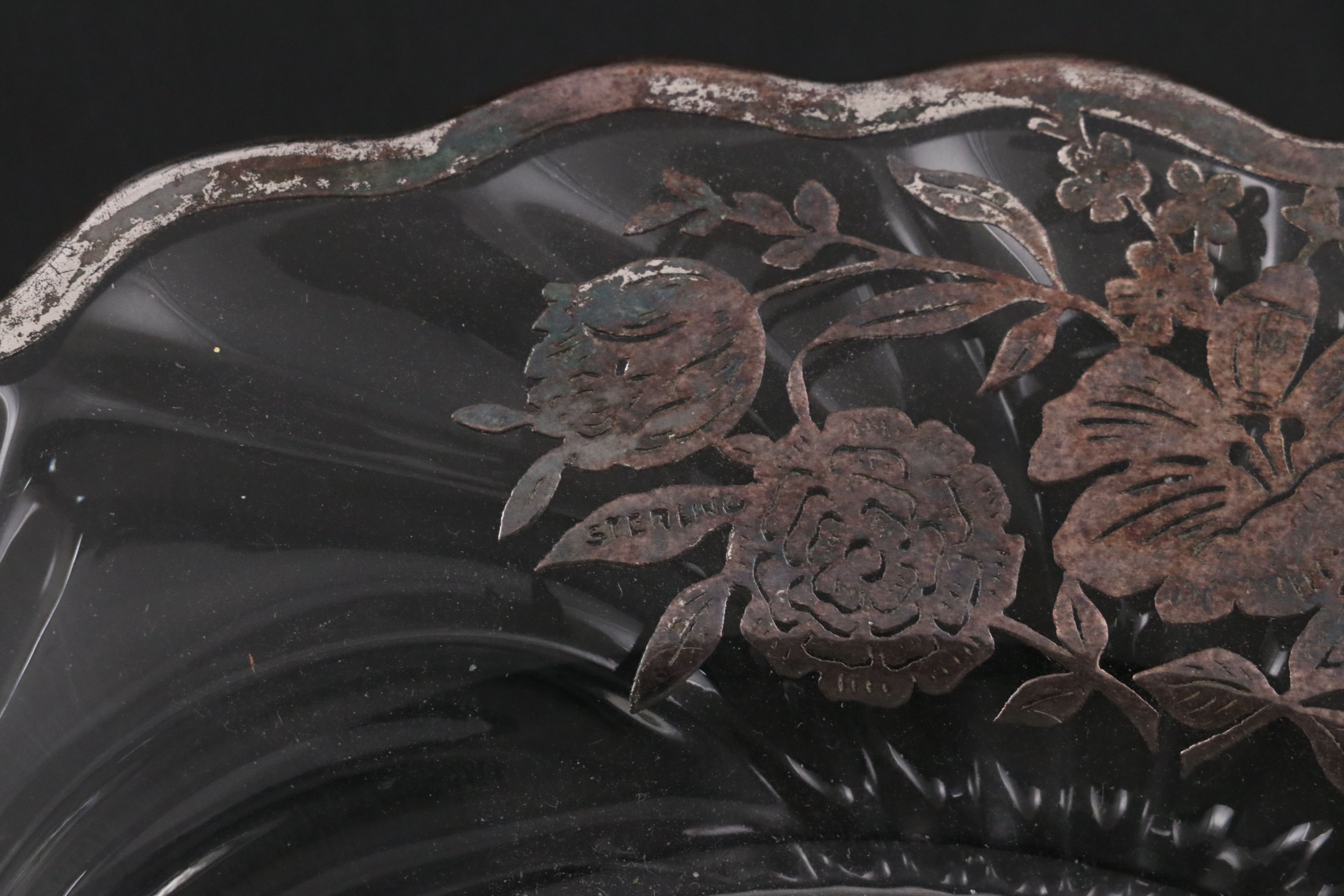 Punch Bowl and Tray and More Floral Silver Overlay Serveware