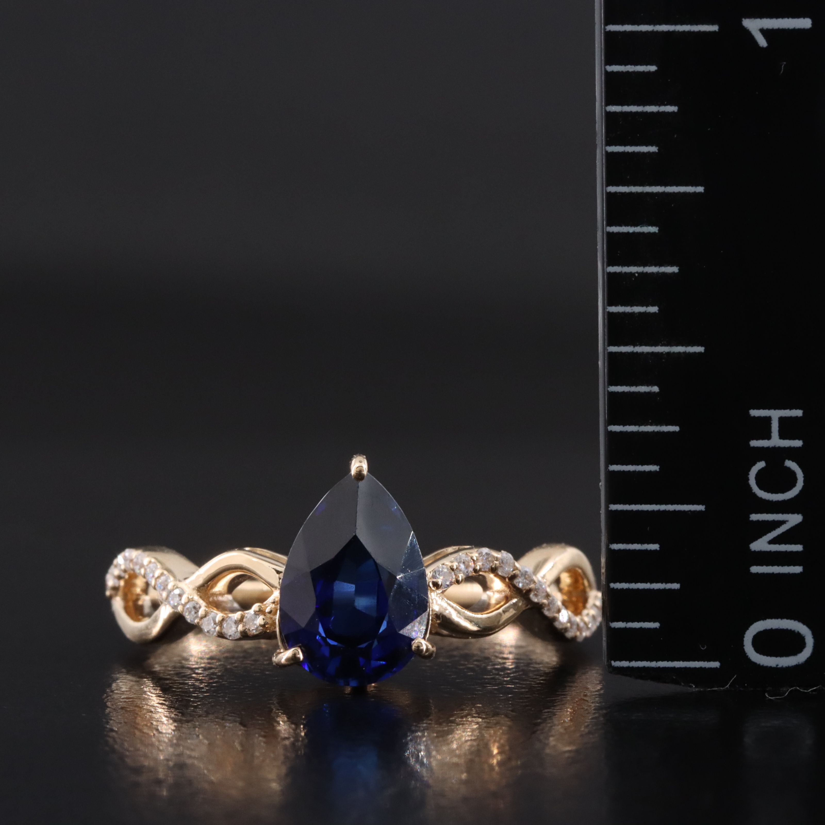 14K 1.75 Lab Grown Sapphire and Moissanite Ring