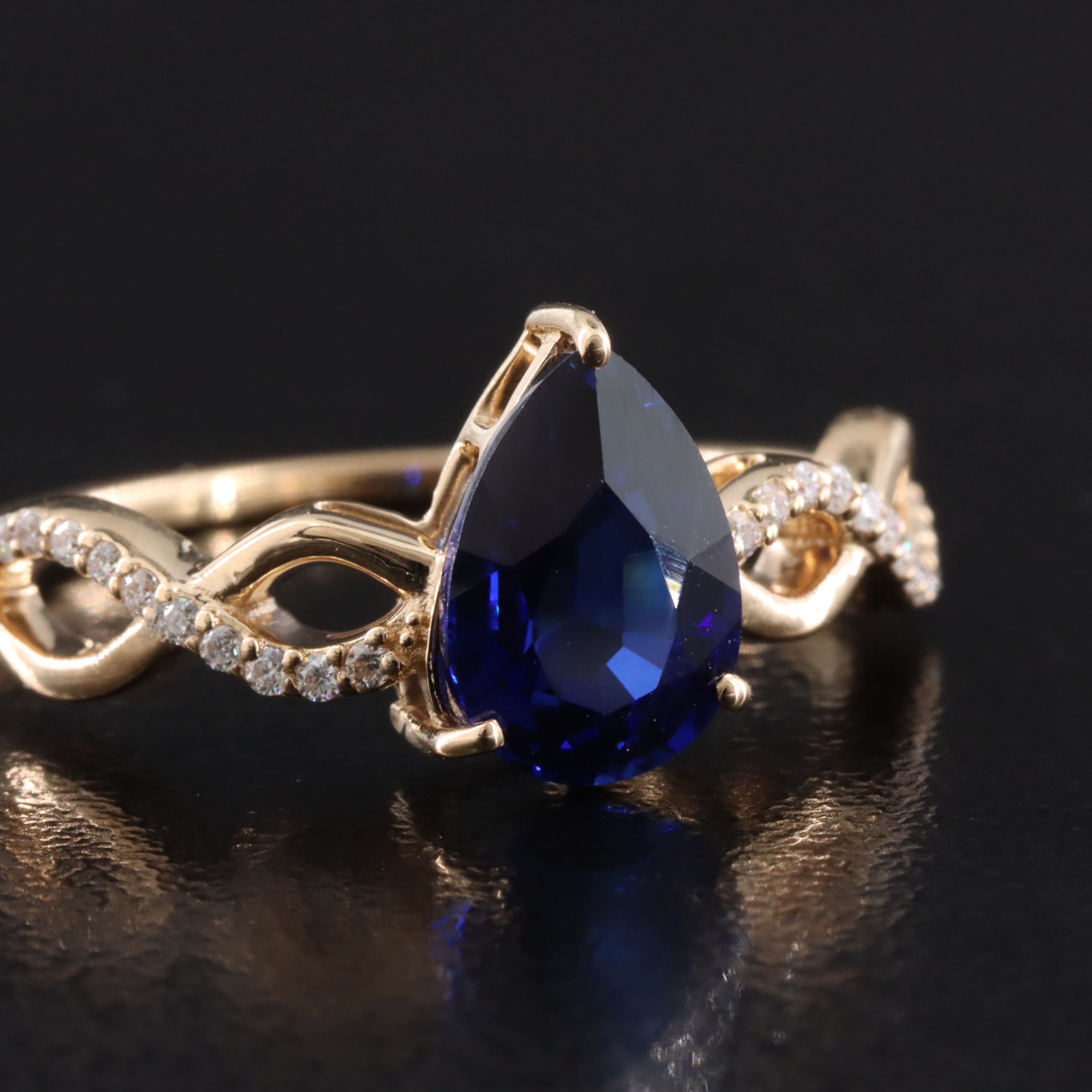 14K 1.75 Lab Grown Sapphire and Moissanite Ring