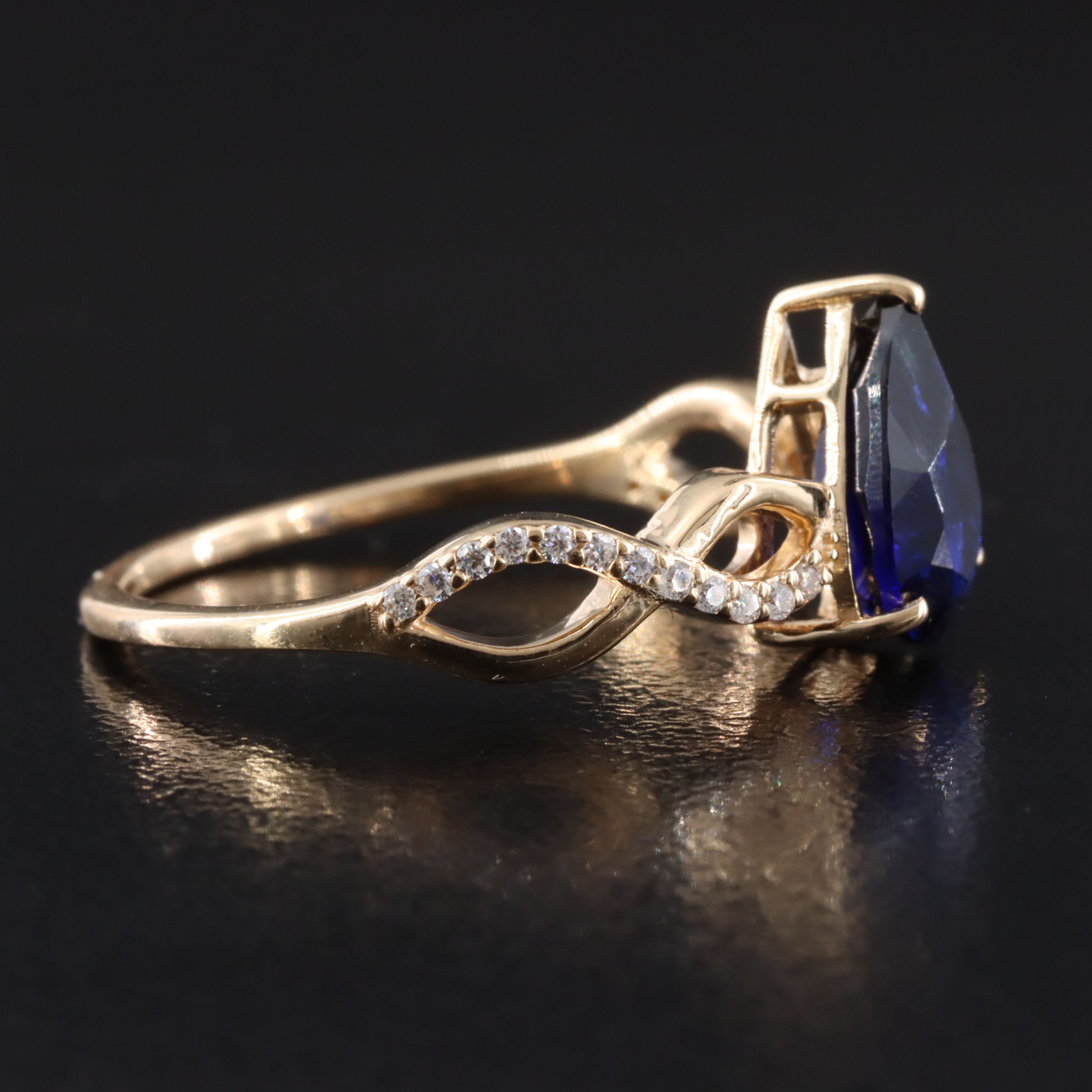 14K 1.75 Lab Grown Sapphire and Moissanite Ring