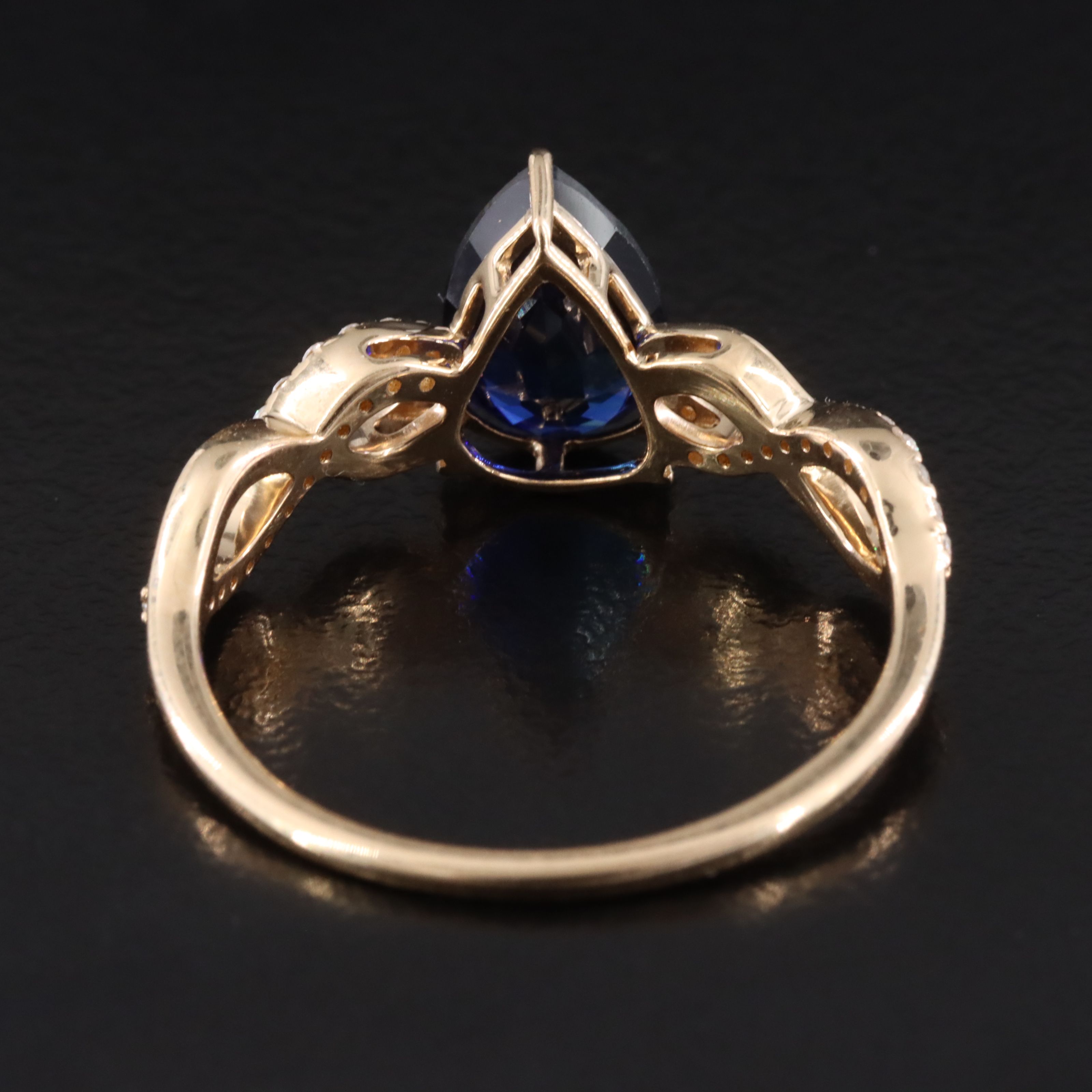 14K 1.75 Lab Grown Sapphire and Moissanite Ring
