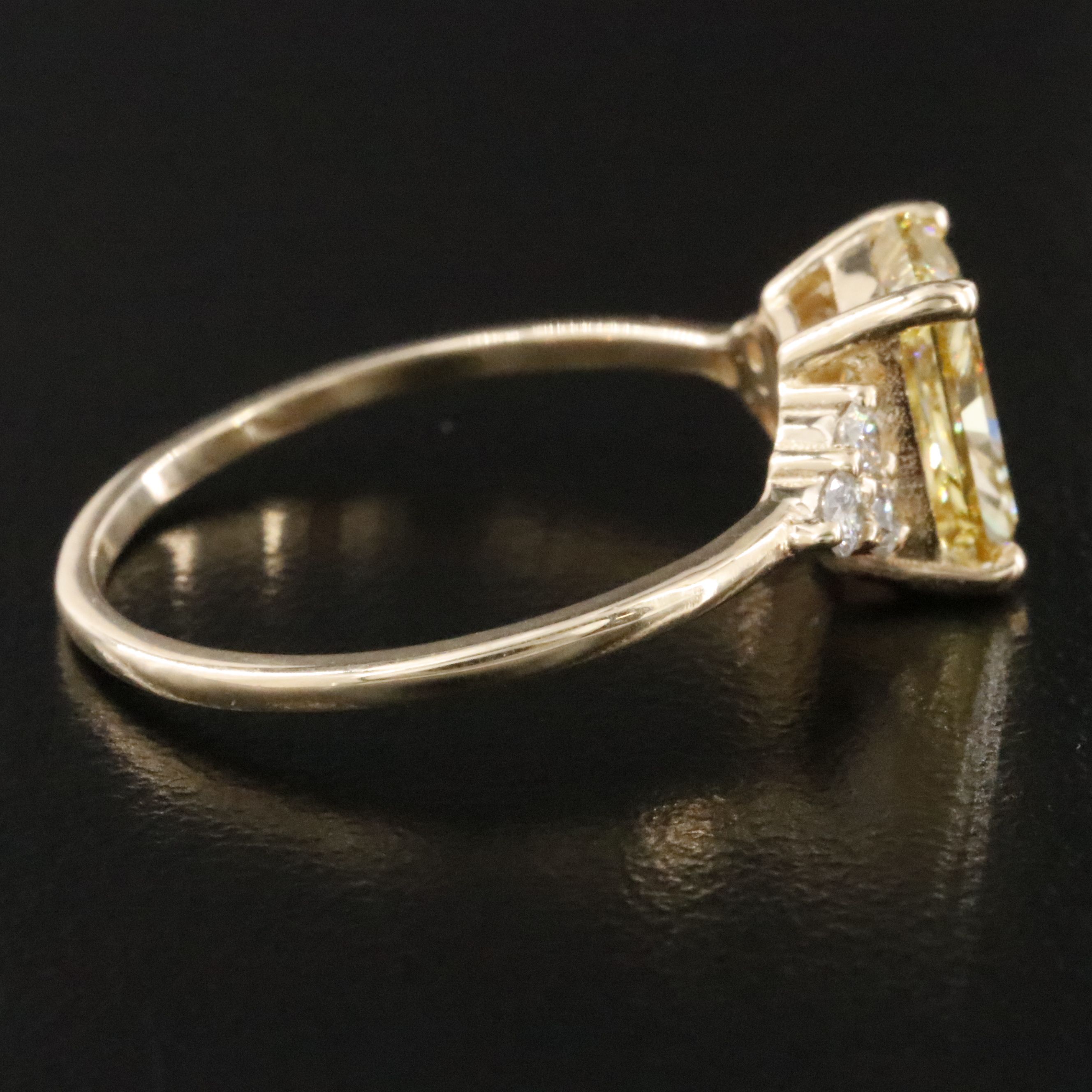 14K 2.24 CTW Lab Grown Diamond Ring with Fancy Intense Yellow and IGI Report