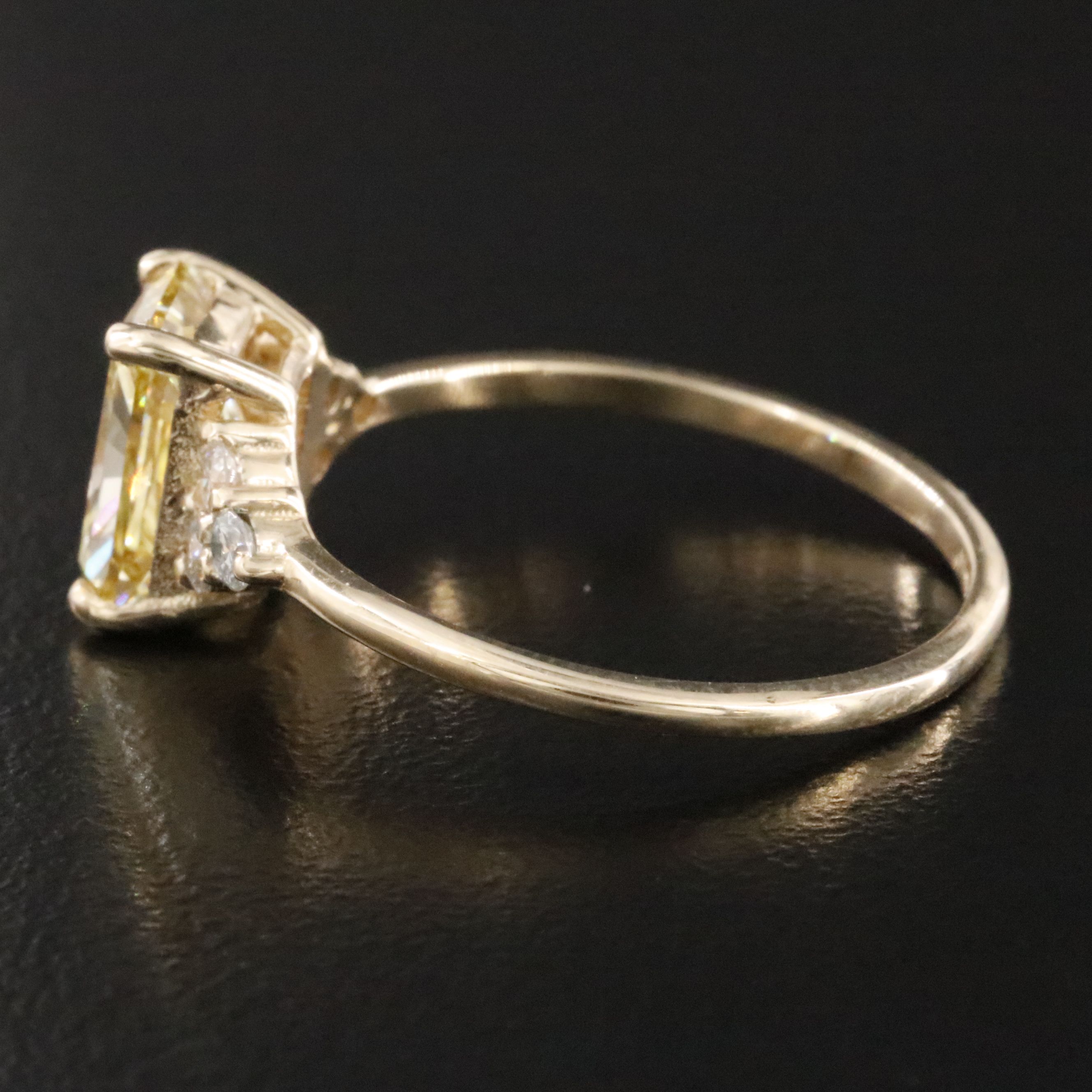 14K 2.24 CTW Lab Grown Diamond Ring with Fancy Intense Yellow and IGI Report