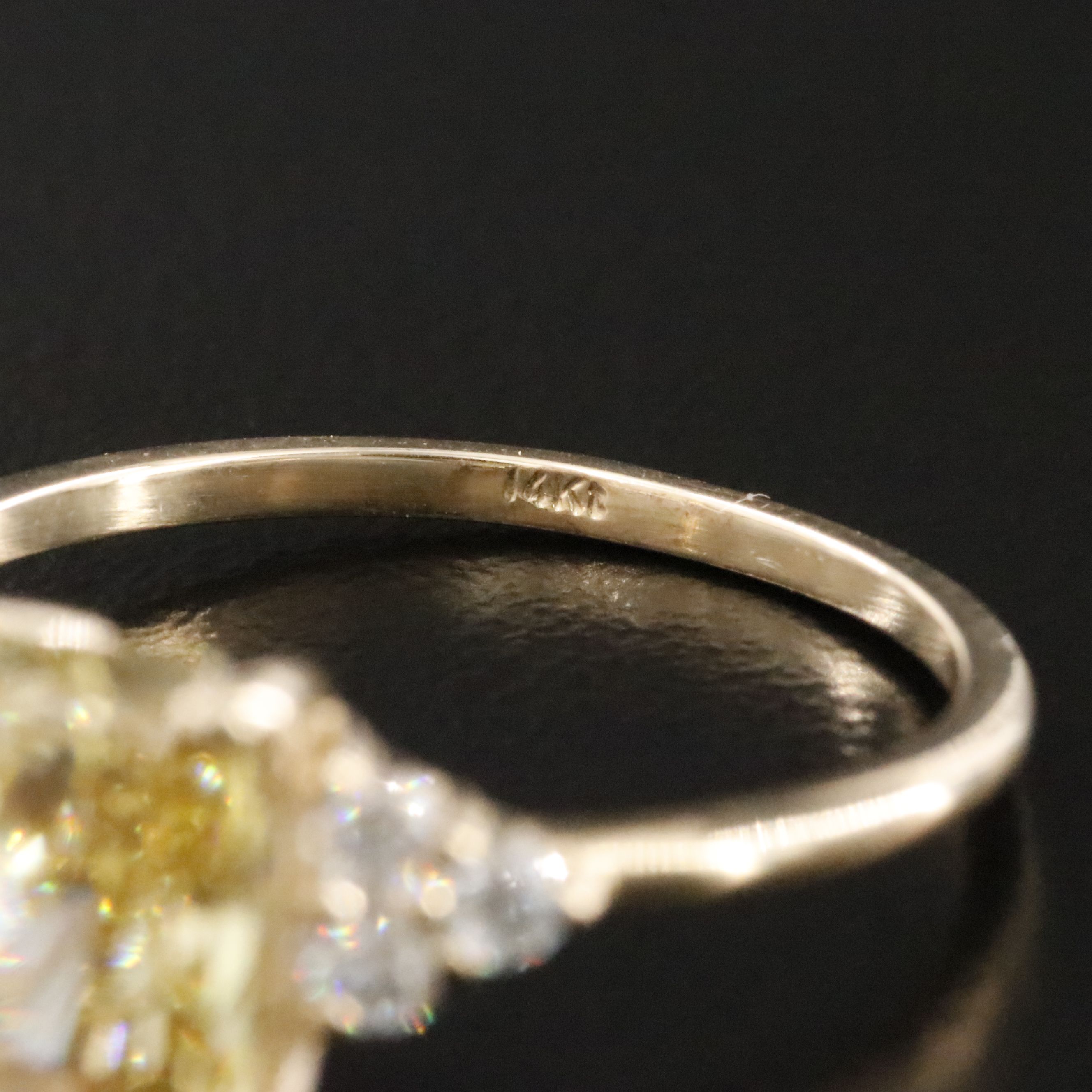 14K 2.24 CTW Lab Grown Diamond Ring with Fancy Intense Yellow and IGI Report