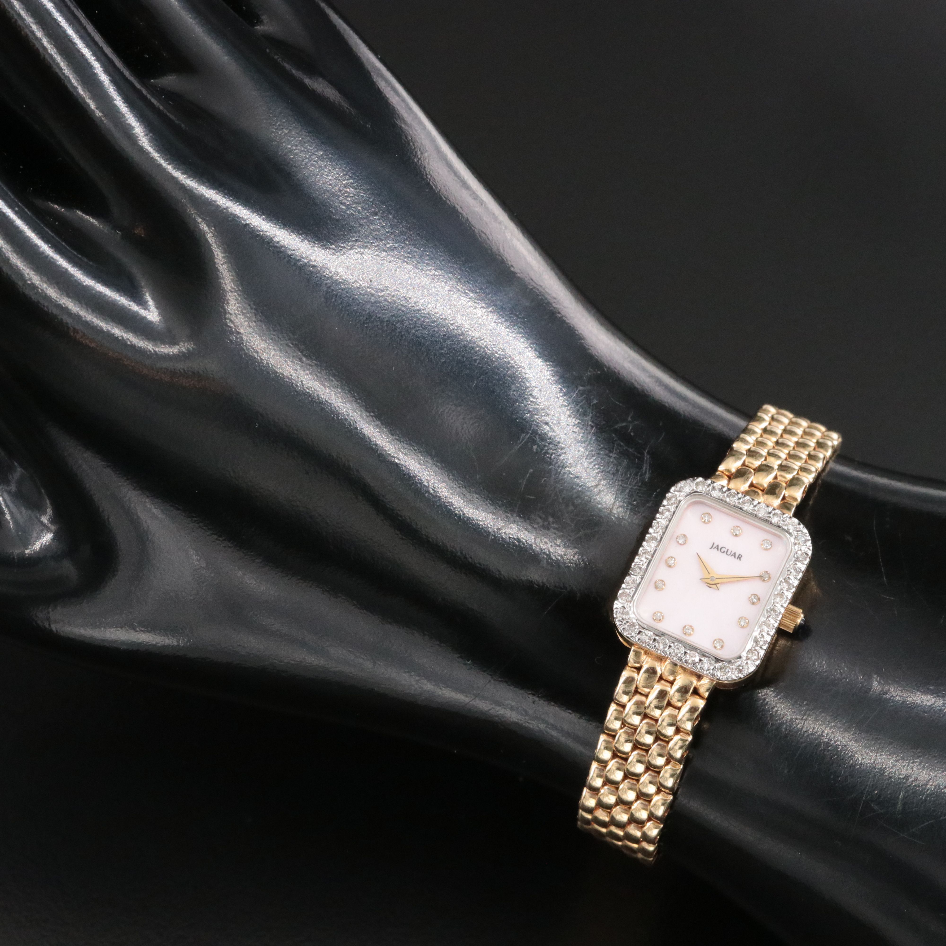 14K Jaguar Pink M.O.P. Diamond Dial & Bezel Quartz Watch