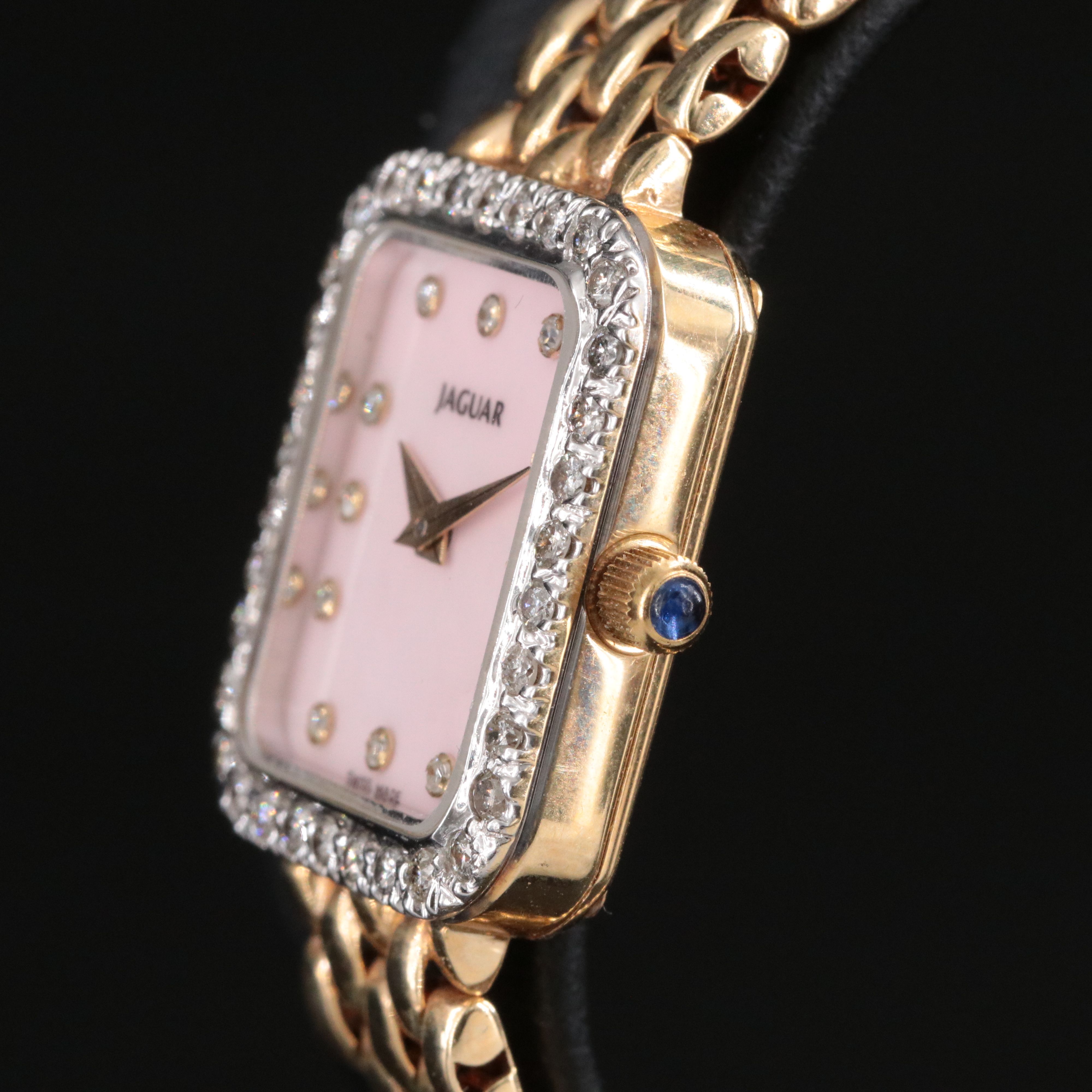 14K Jaguar Pink M.O.P. Diamond Dial & Bezel Quartz Watch