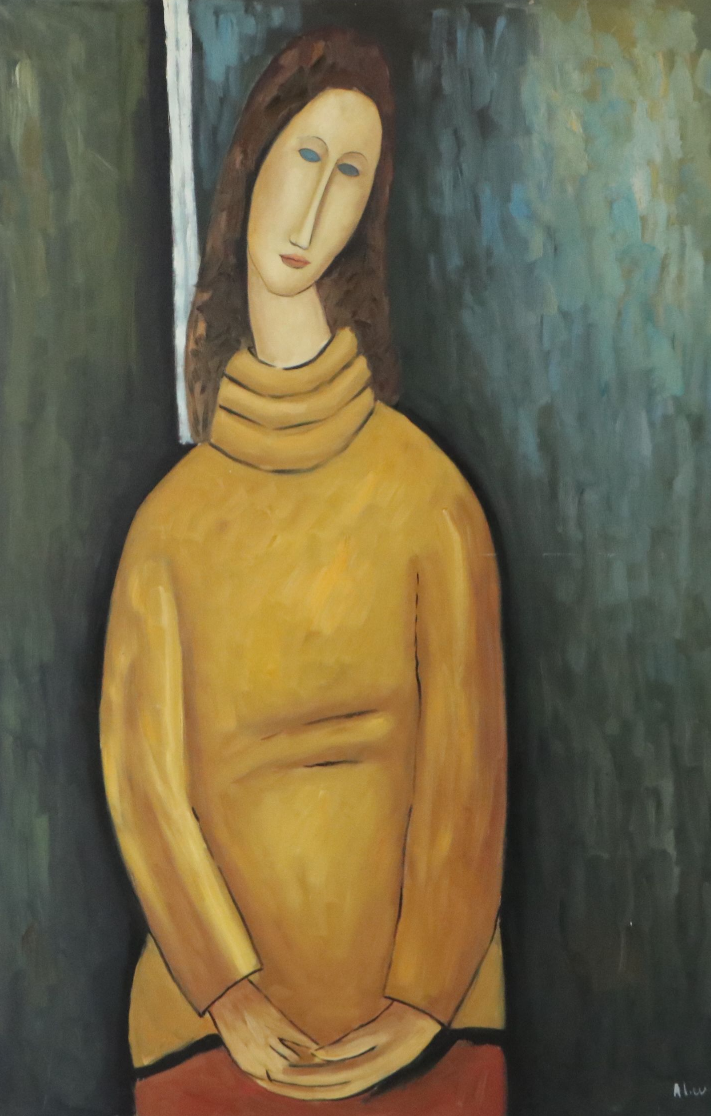 After Amedeo Modigliani Oil Painting "Jeanne Hébuterne in a Yellow Sweater"
