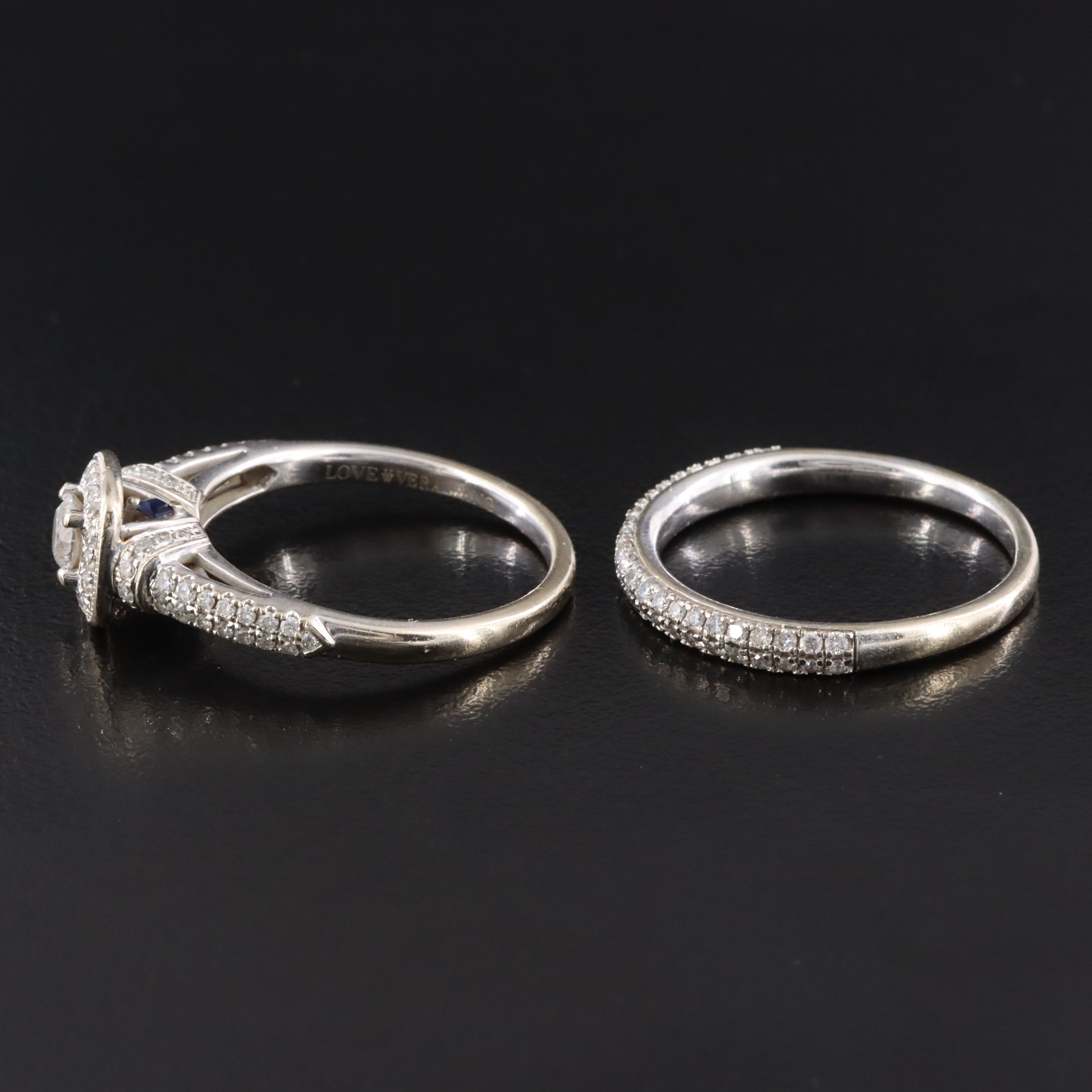 Vera Wang Love 14K 1.01 CTW Diamond Ring and Band with Sapphire Accents