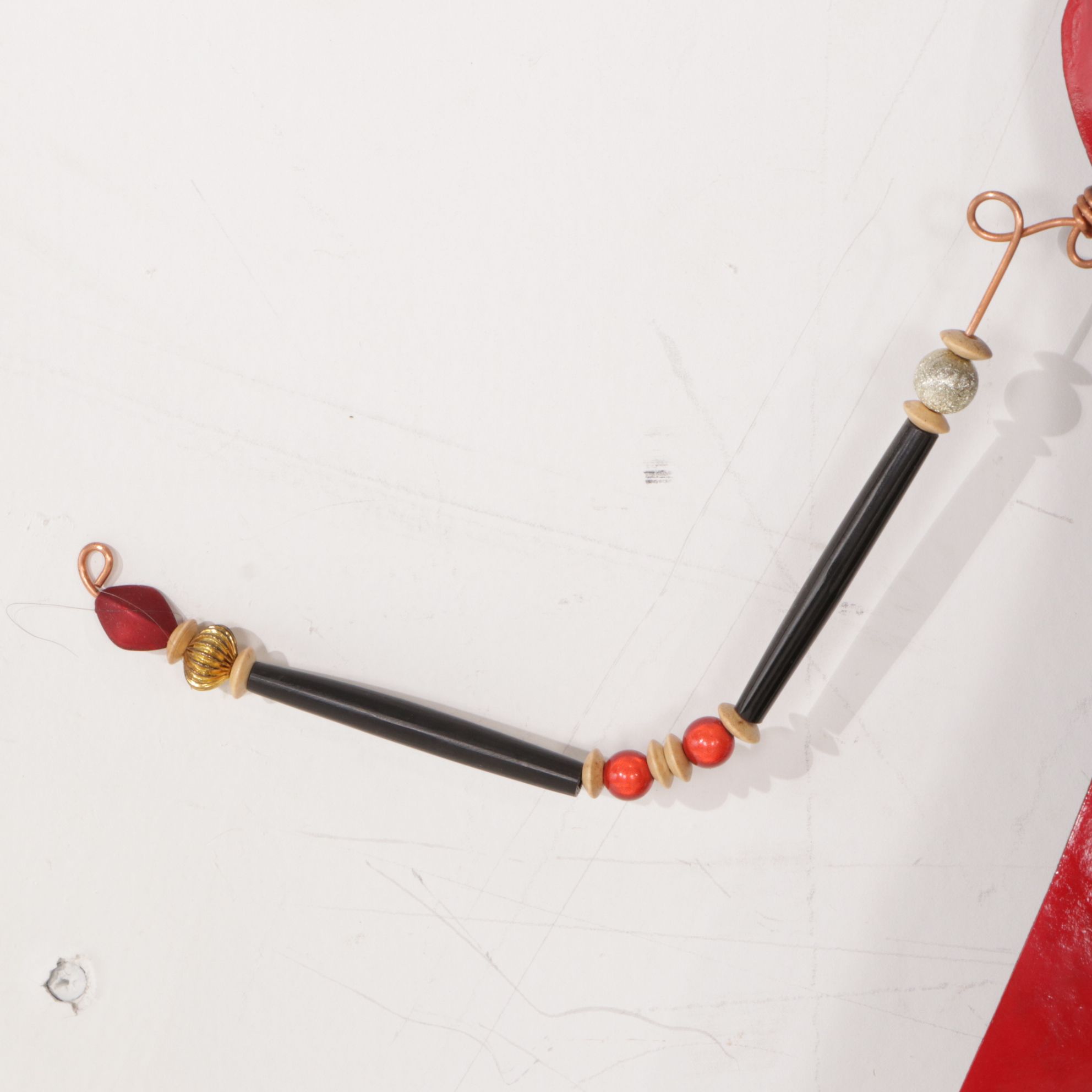 Eclecticist Style Art Wall Hanging Figure Adorned with Buttons and Beads