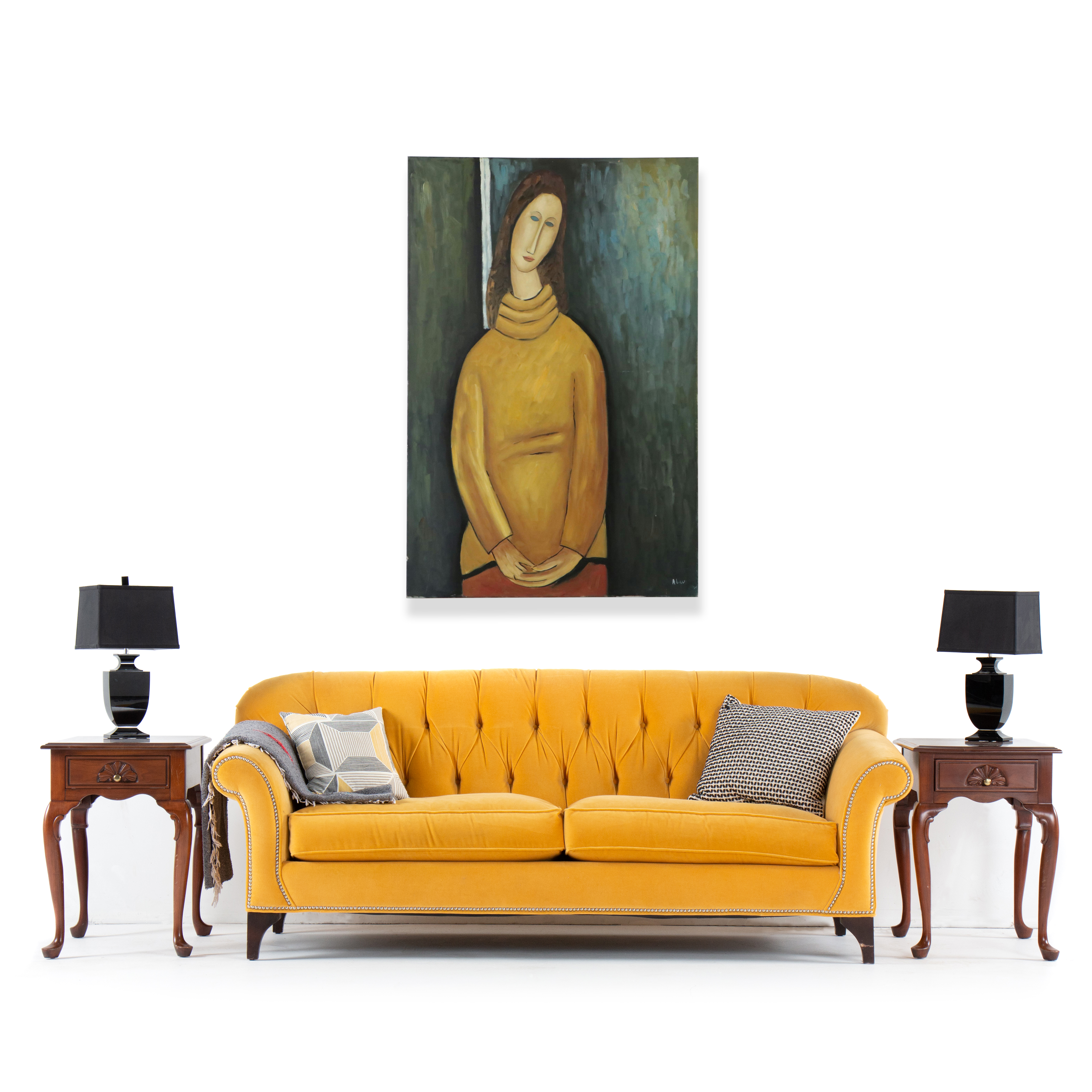 After Amedeo Modigliani Oil Painting "Jeanne Hébuterne in a Yellow Sweater"