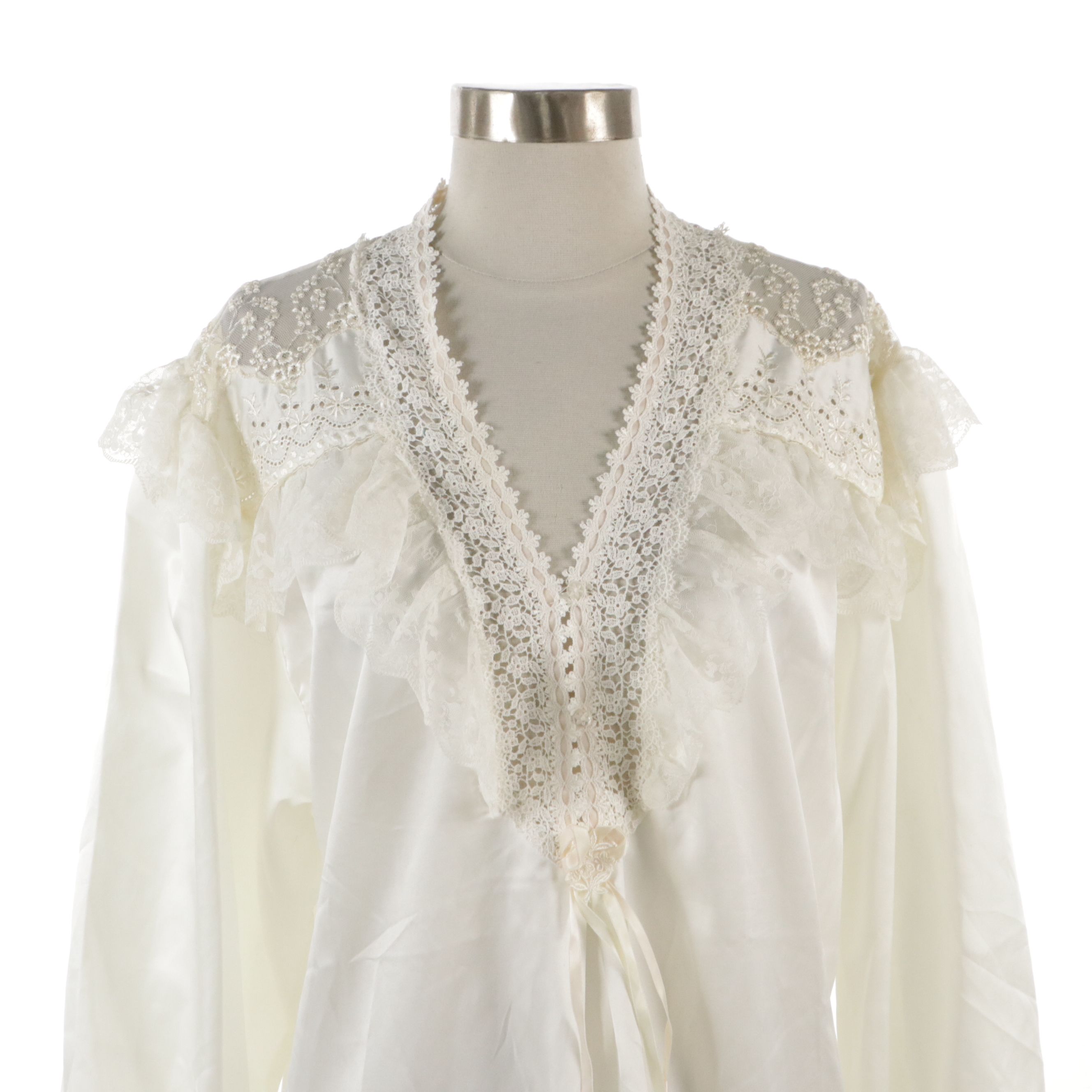 Christian Dior Lingerie Nightgown Trimmed in Ribbon and Lace