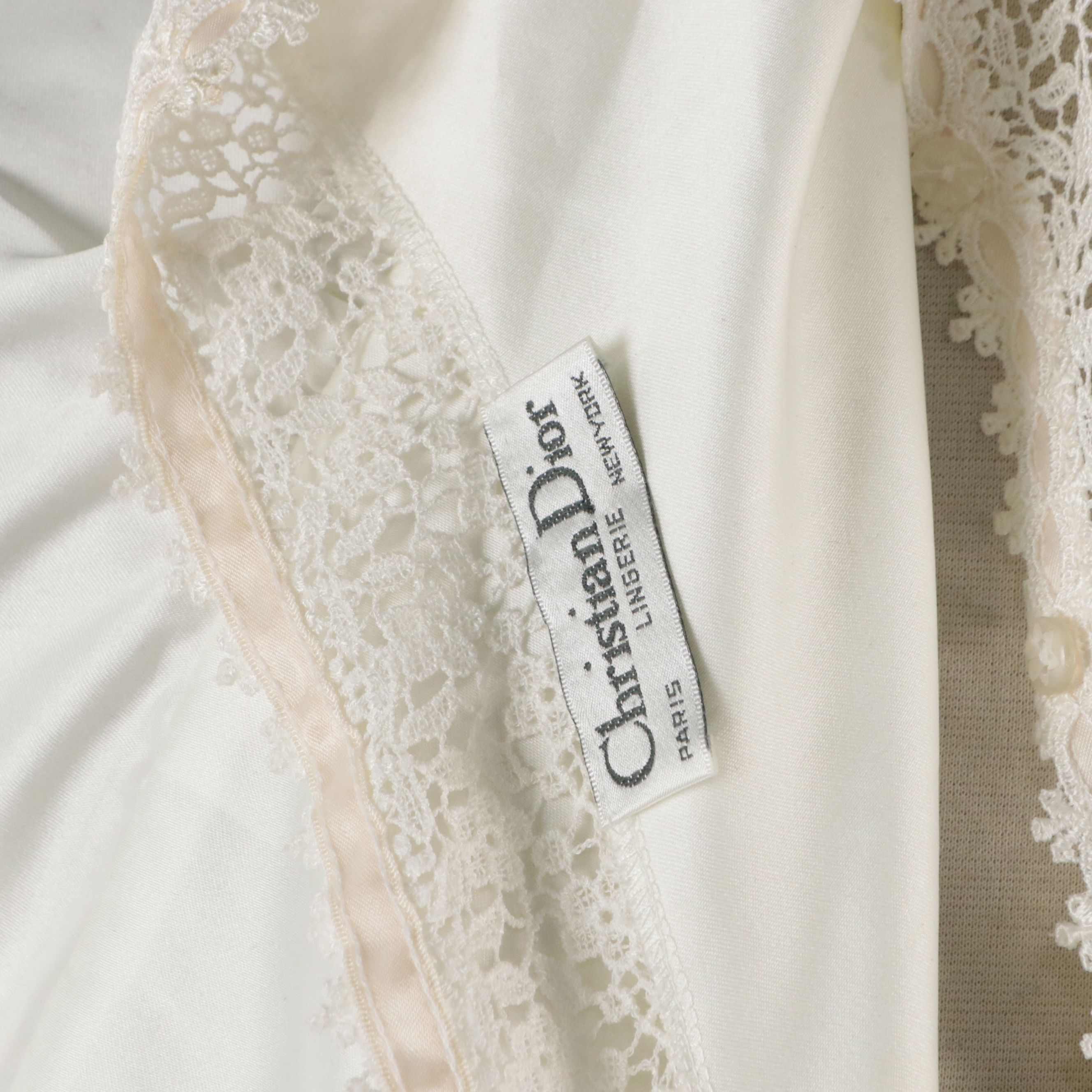 Christian Dior Lingerie Nightgown Trimmed in Ribbon and Lace