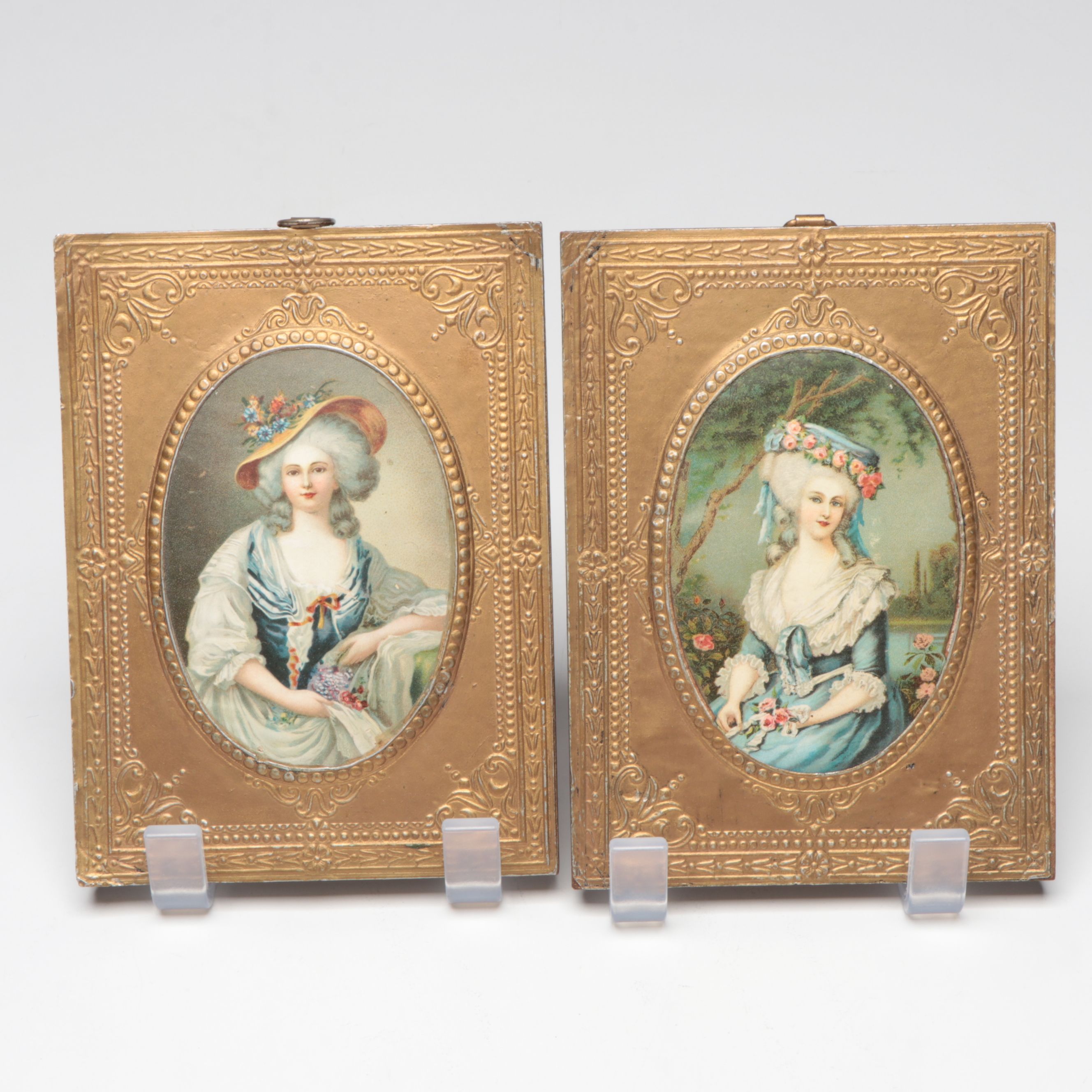 Gurney Bros. Mother of Pearl Lorgnette Opera Glasses with Framed Portraits