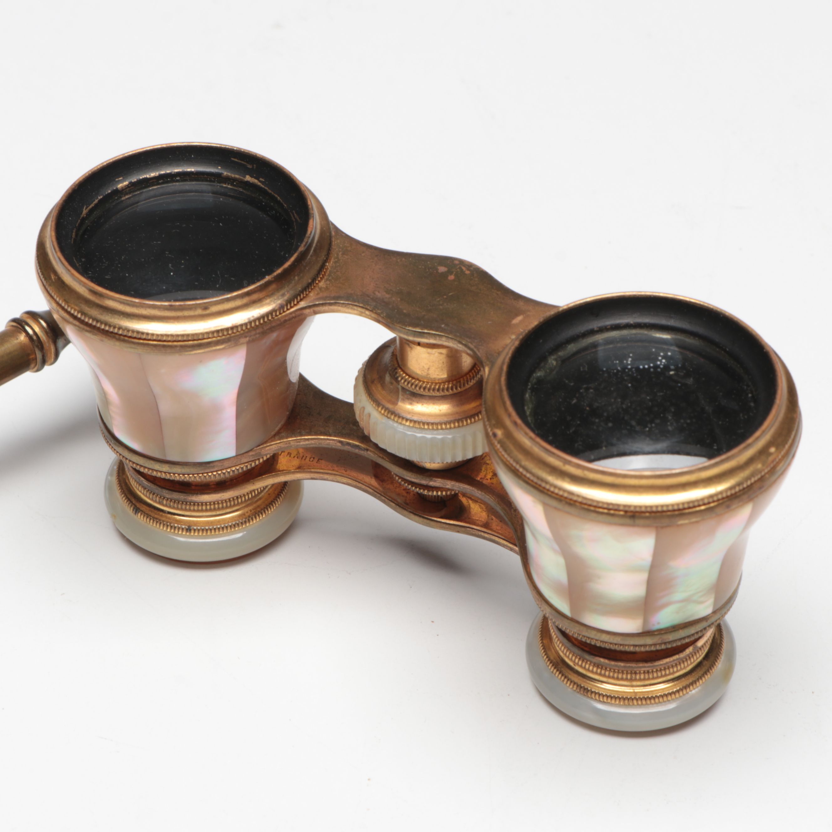 Gurney Bros. Mother of Pearl Lorgnette Opera Glasses with Framed Portraits